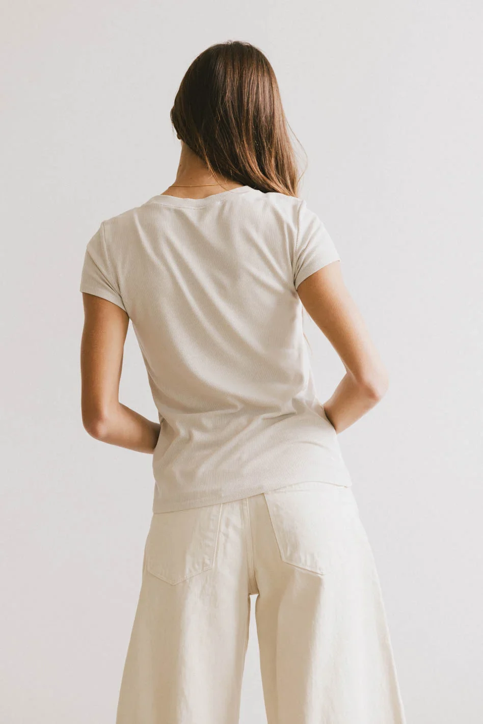 Opal Ribbed Tee in Ecru - FINAL SALE - Image 4