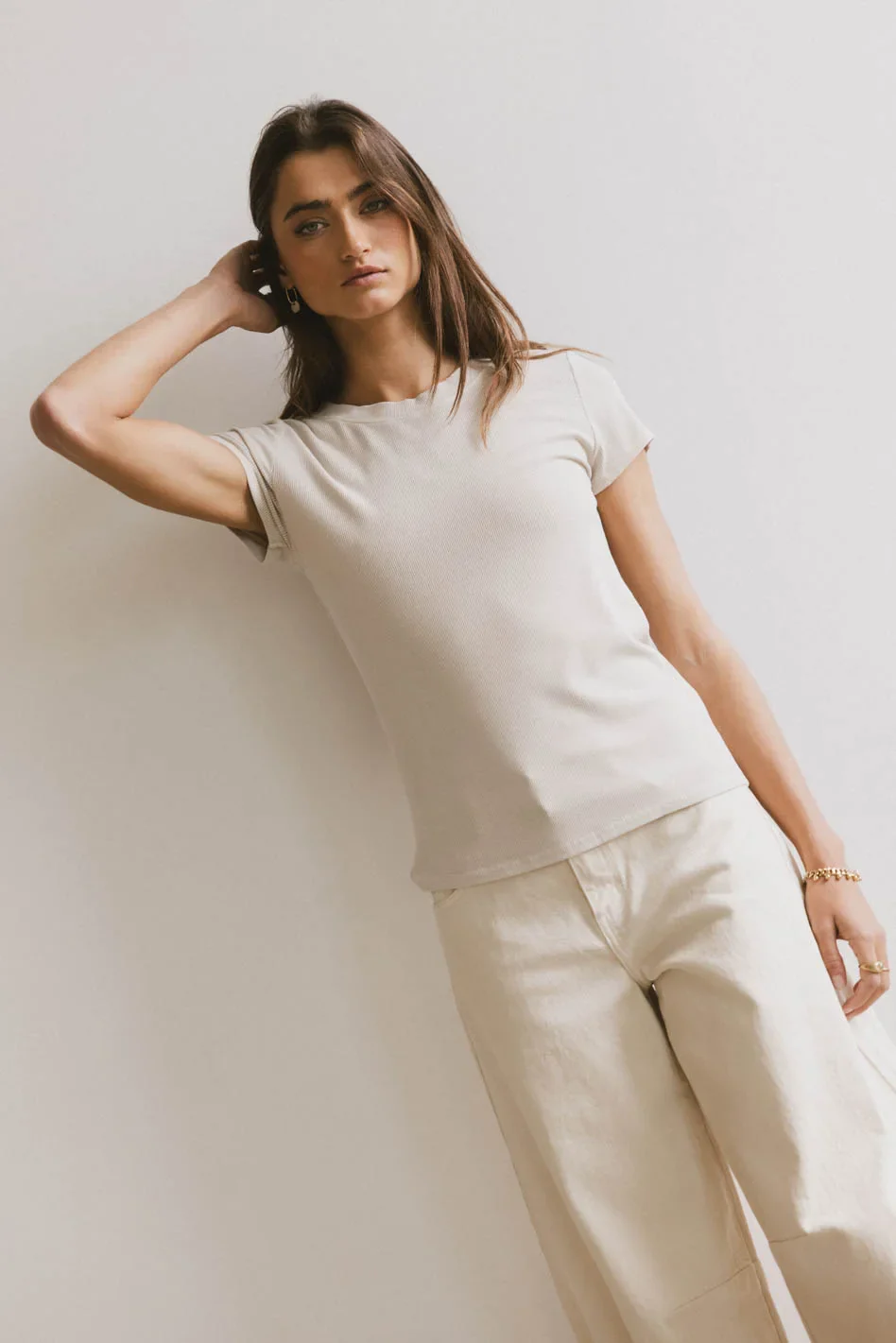 Opal Ribbed Tee in Ecru - FINAL SALE - Image 5