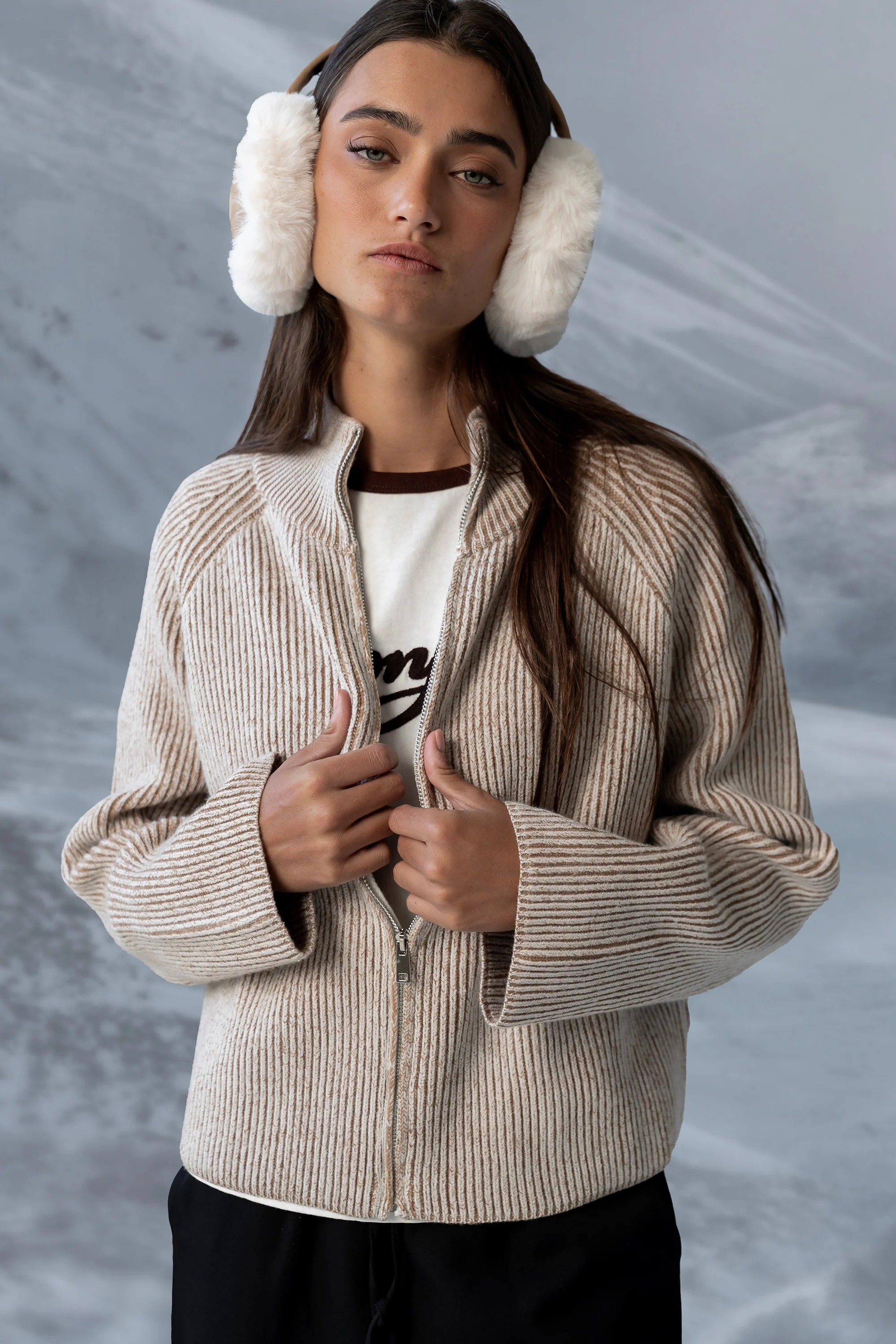 Abbie Ribbed Jacket in Taupe - FINAL SALE