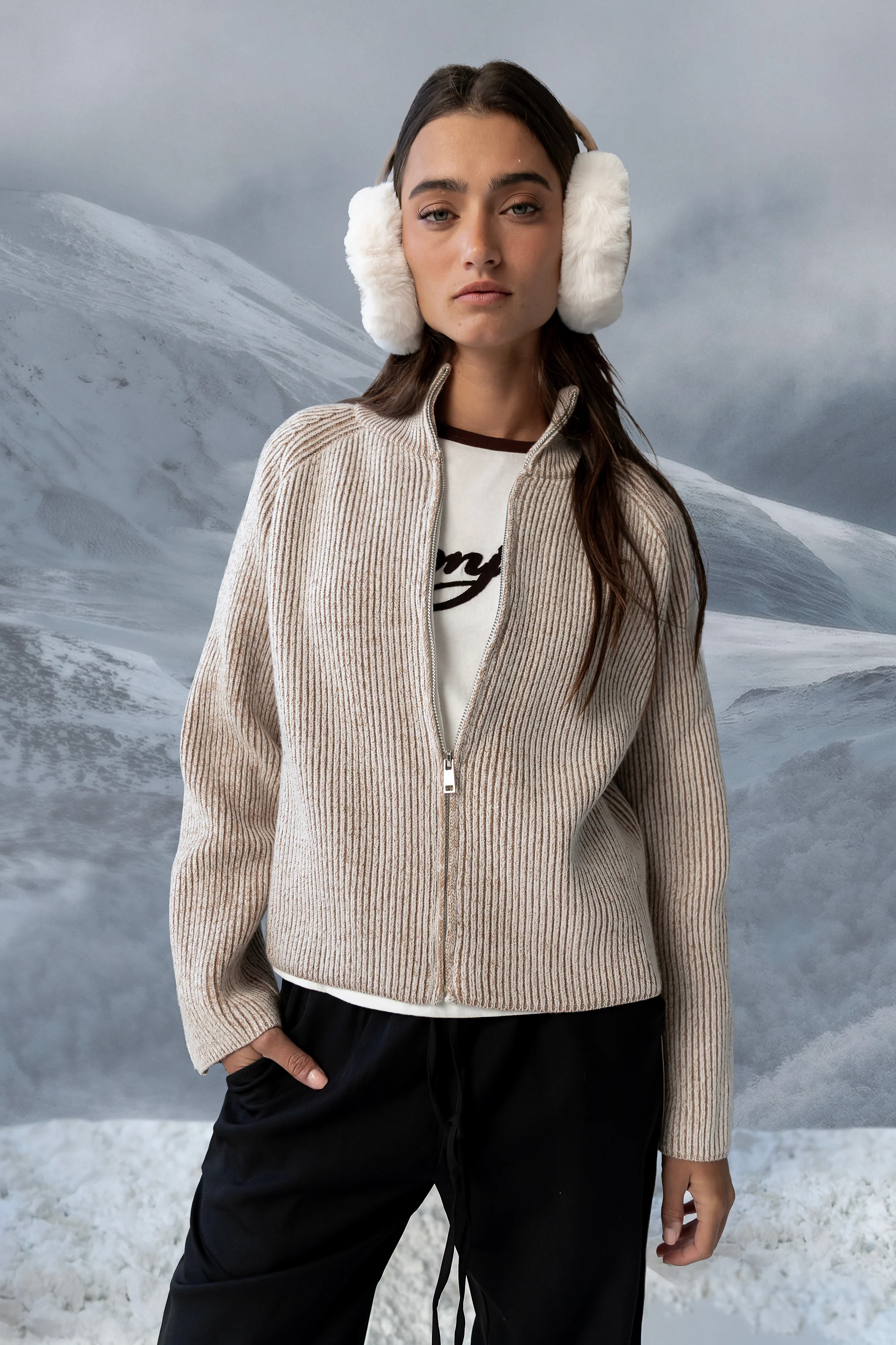 Abbie Ribbed Jacket in Taupe - FINAL SALE - Image 4