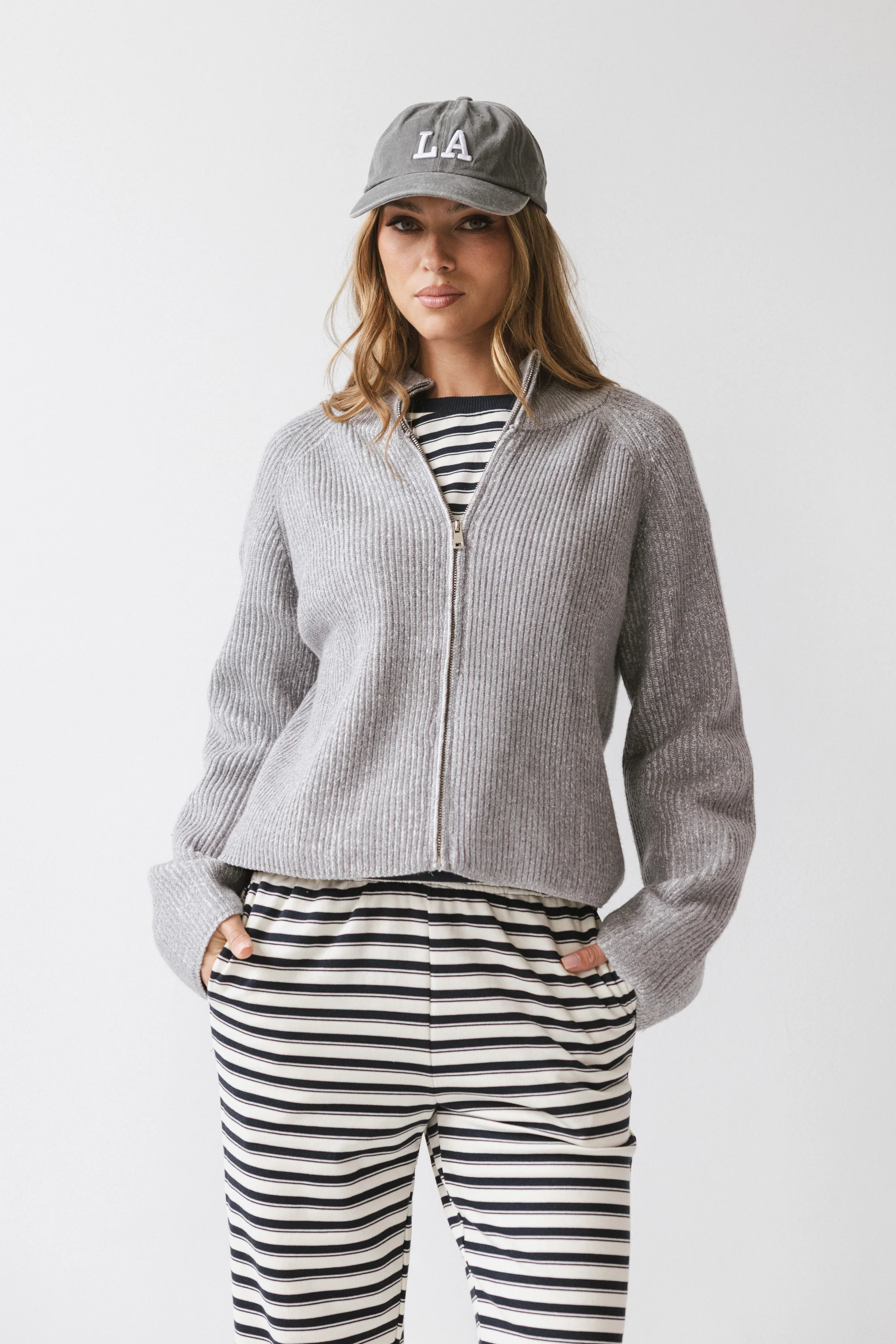 Abbie Ribbed Jacket in Grey - FINAL SALE