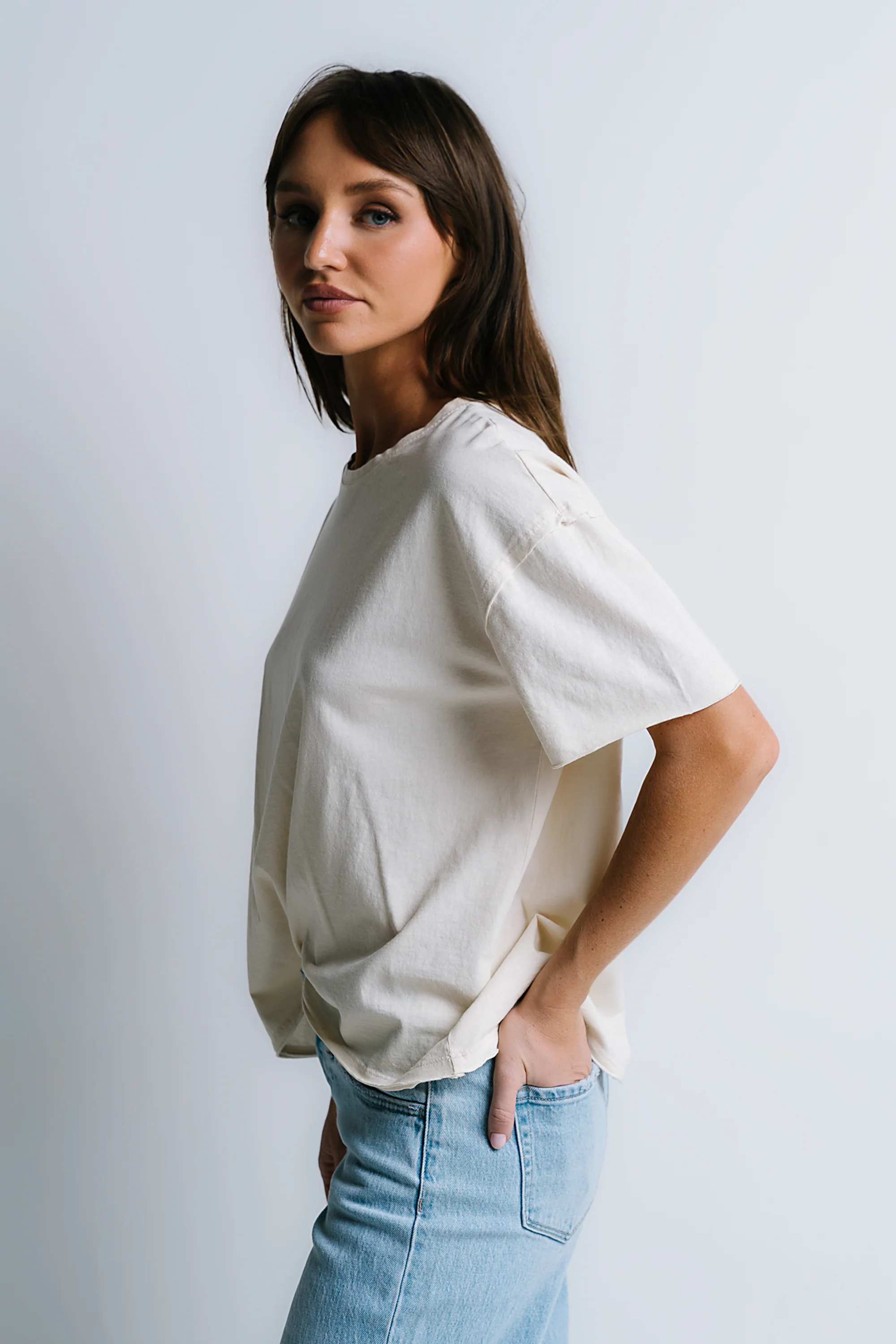 Abby Oversized Tee in Ecru - FINAL SALE - Image 4