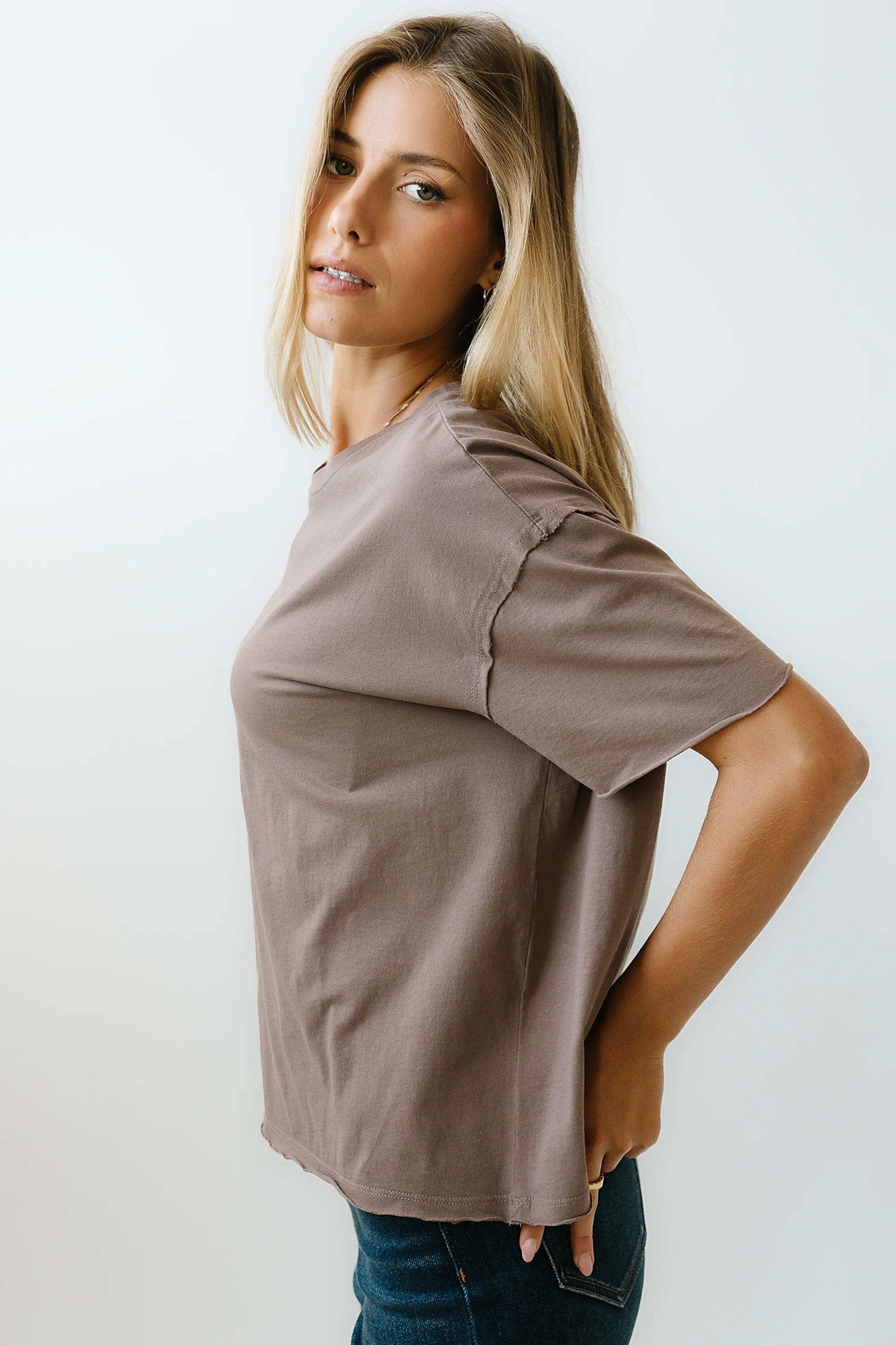 Abby Oversized Tee in Mocha - FINAL SALE - Image 4