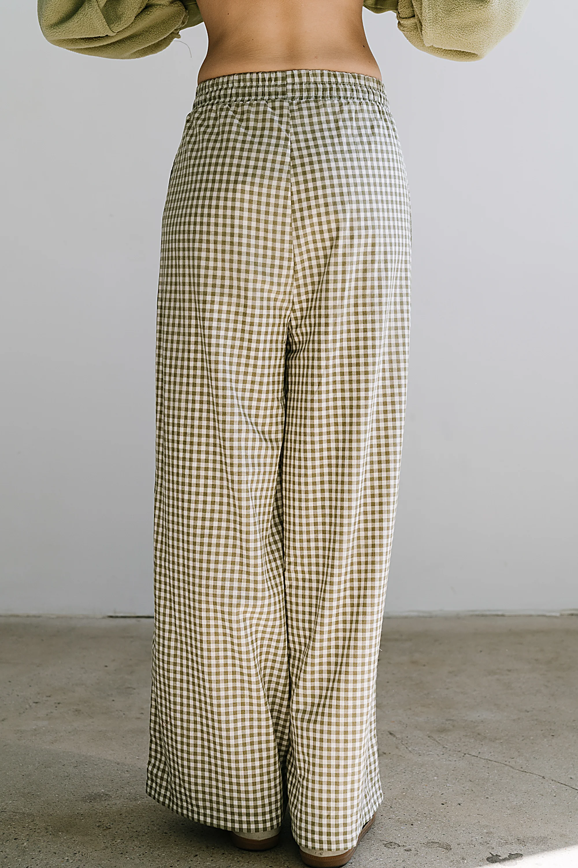 Ada Gingham Wide Leg Pants in Olive - FINAL SALE - Image 6
