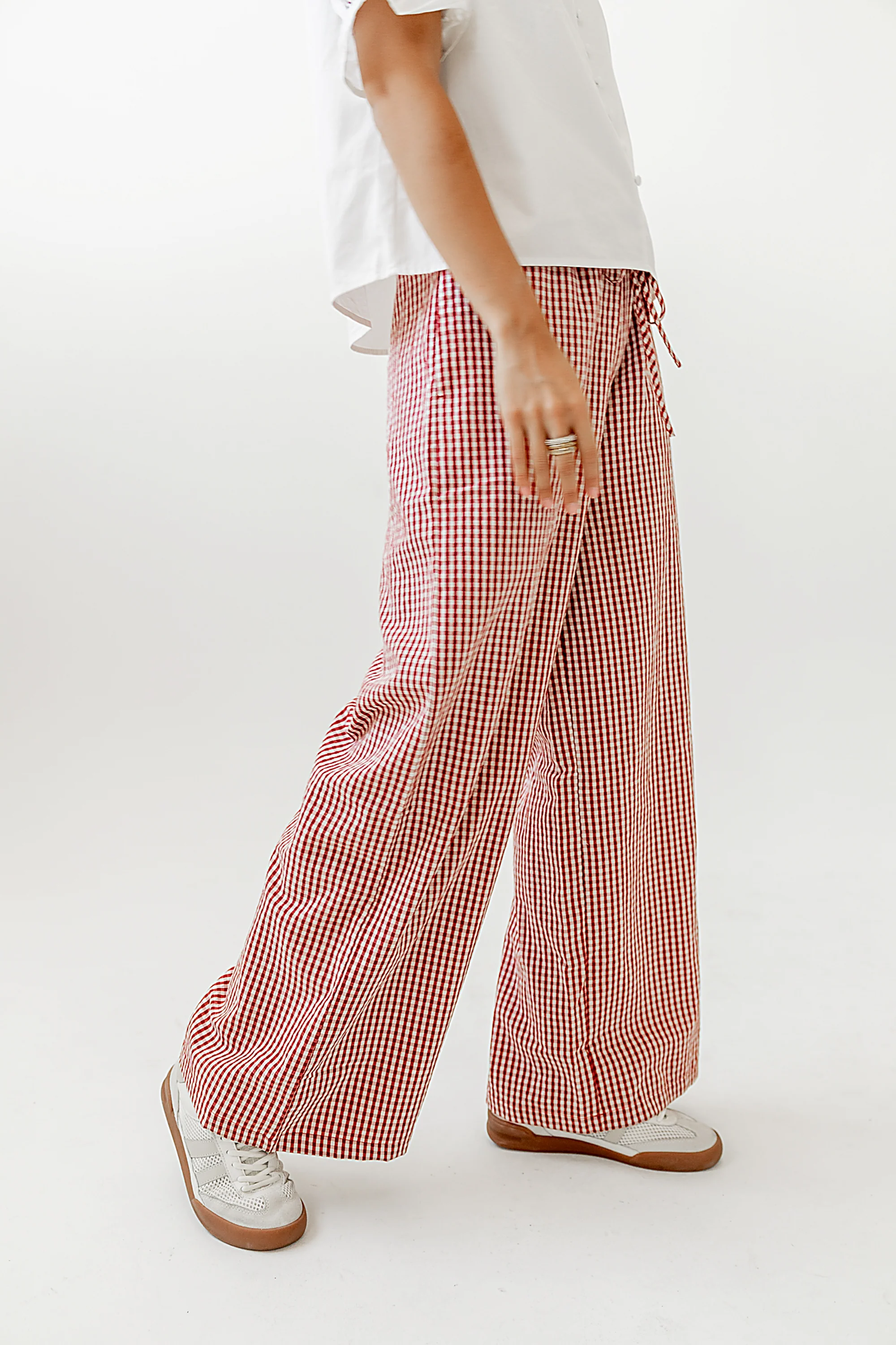 Ada Gingham Wide Leg Pants in Red - FINAL SALE - Image 3