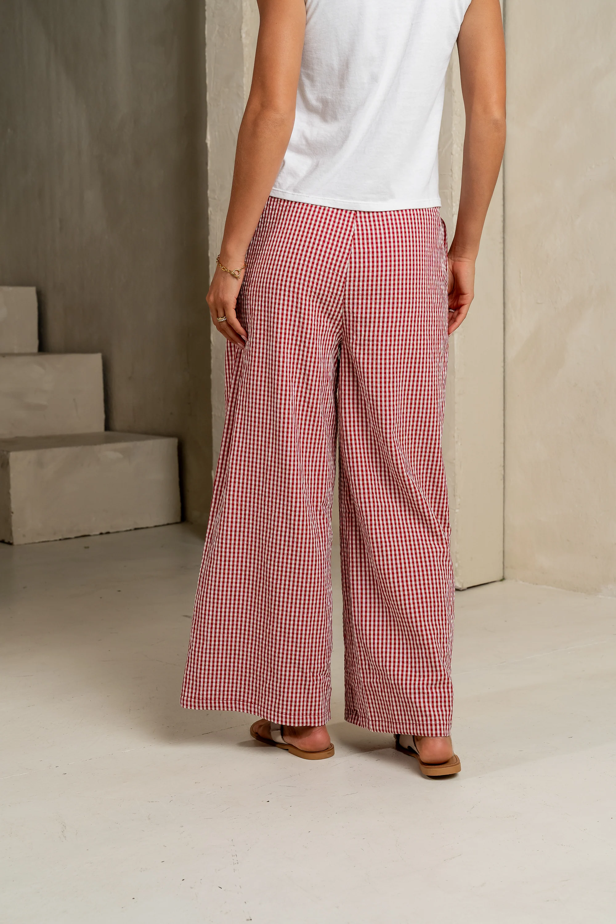 Ada Gingham Wide Leg Pants in Red - FINAL SALE - Image 5