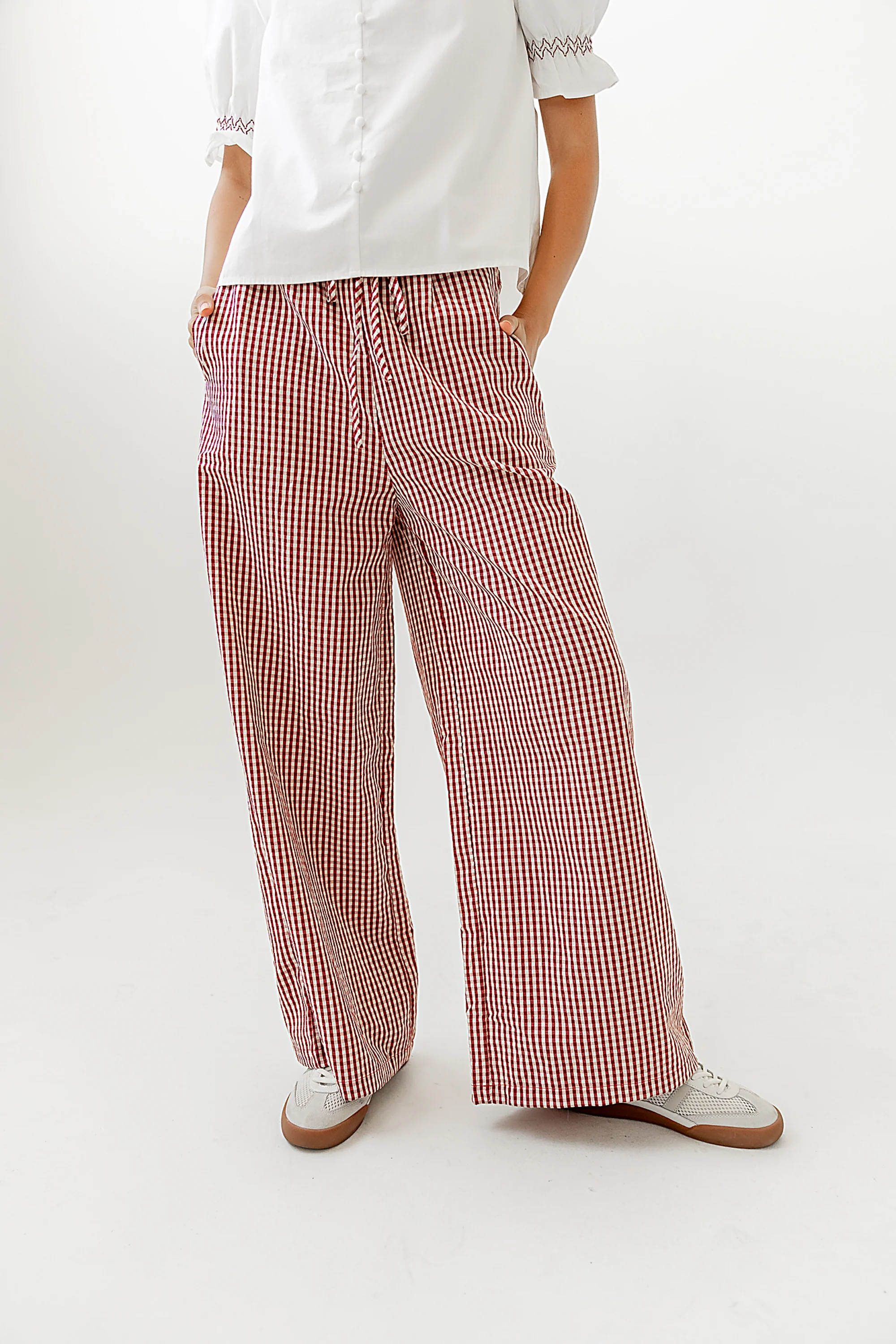 Ada Gingham Wide Leg Pants in Red - FINAL SALE - Image 7
