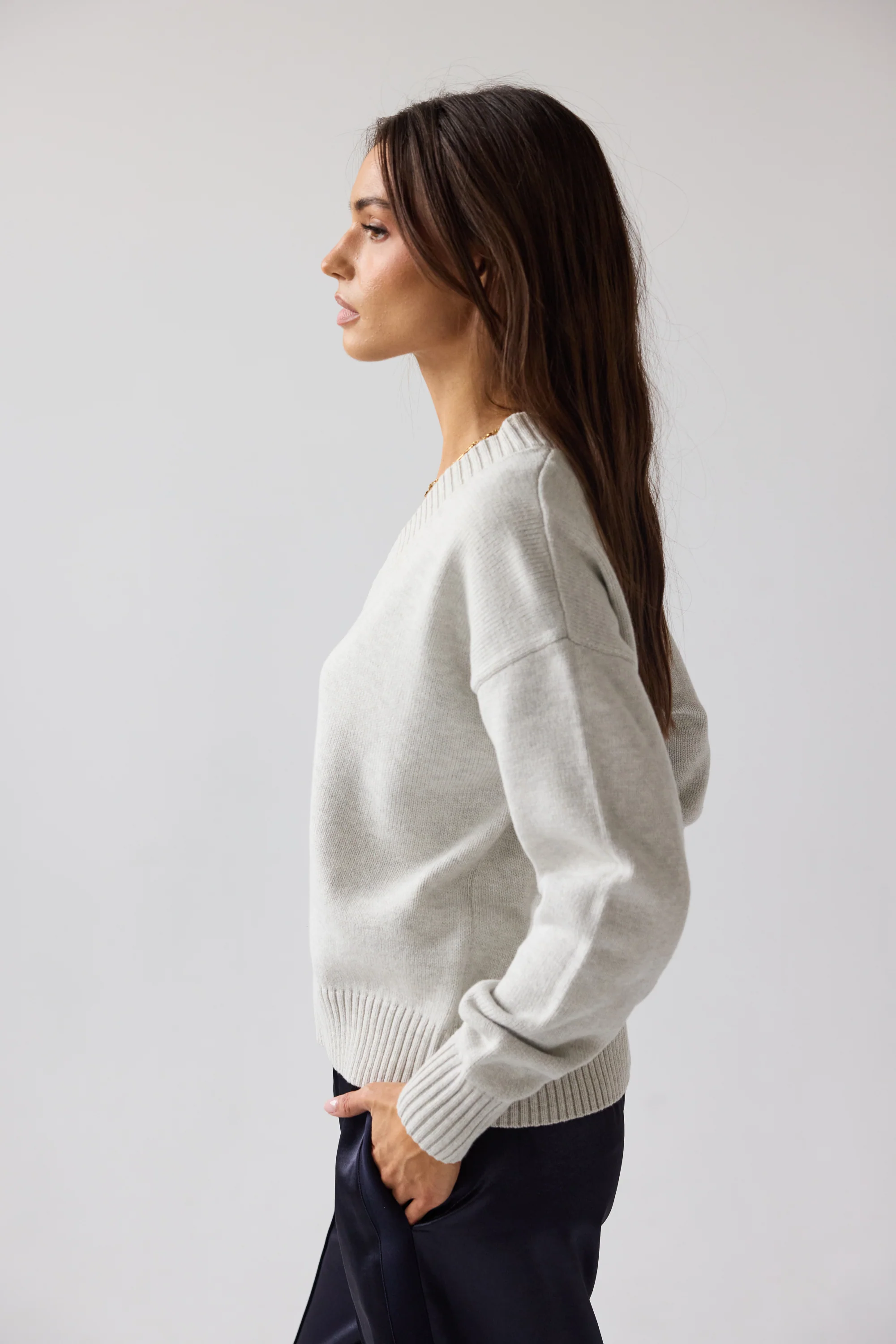 Adella Knit Sweater in Silver - FINAL SALE - Image 3