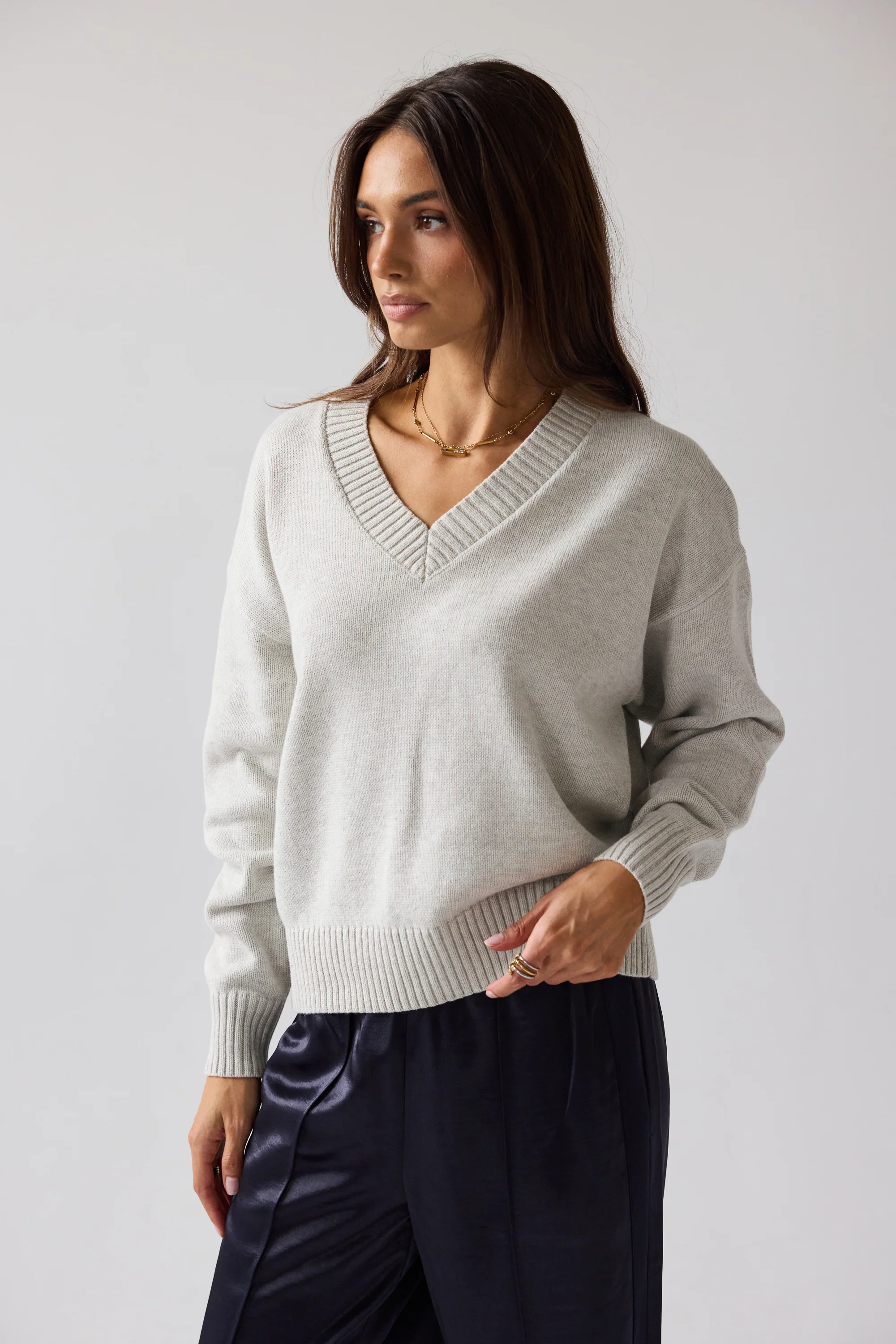 Adella Knit Sweater in Silver - FINAL SALE - Image 5