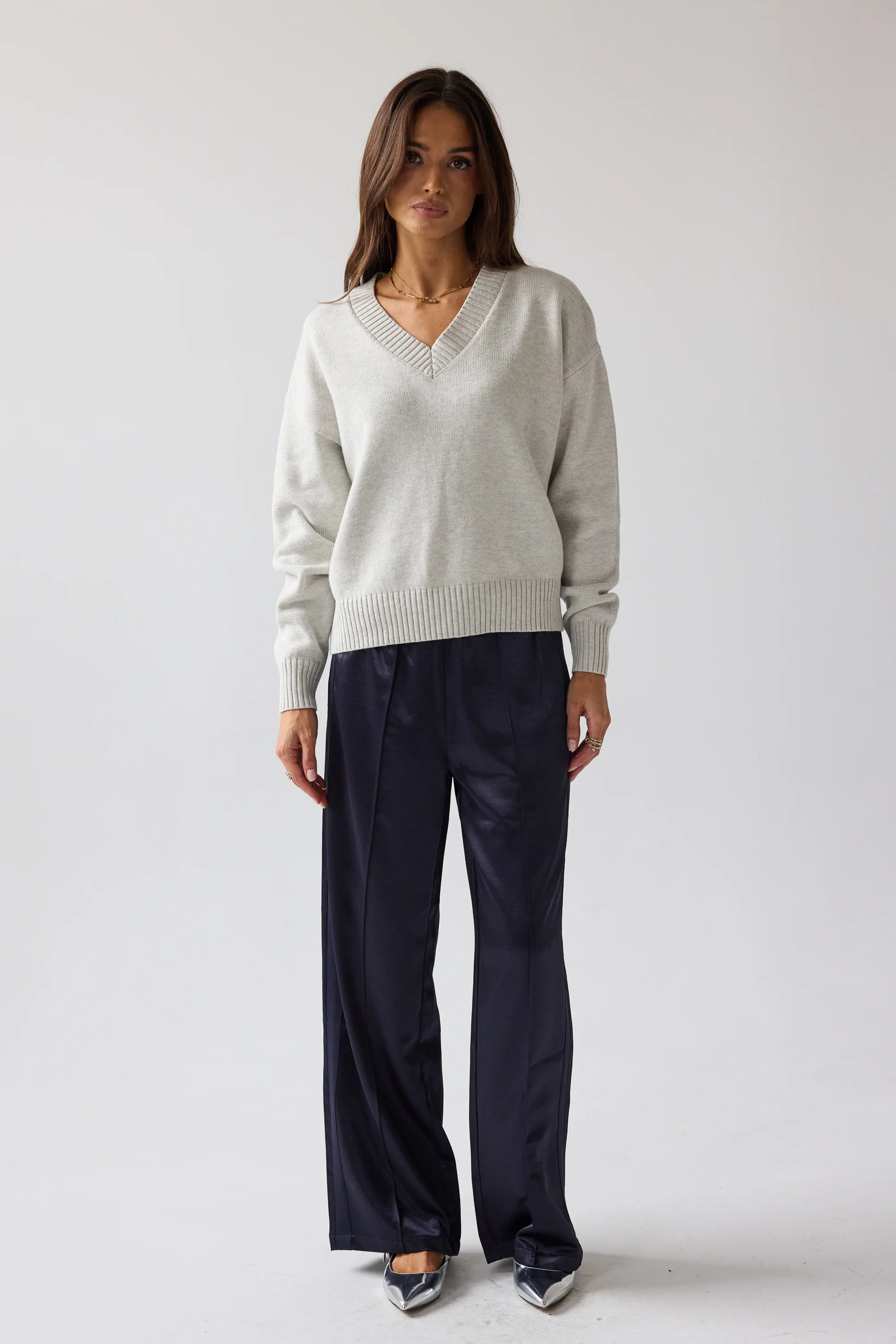 Adella Knit Sweater in Silver - FINAL SALE - Image 6