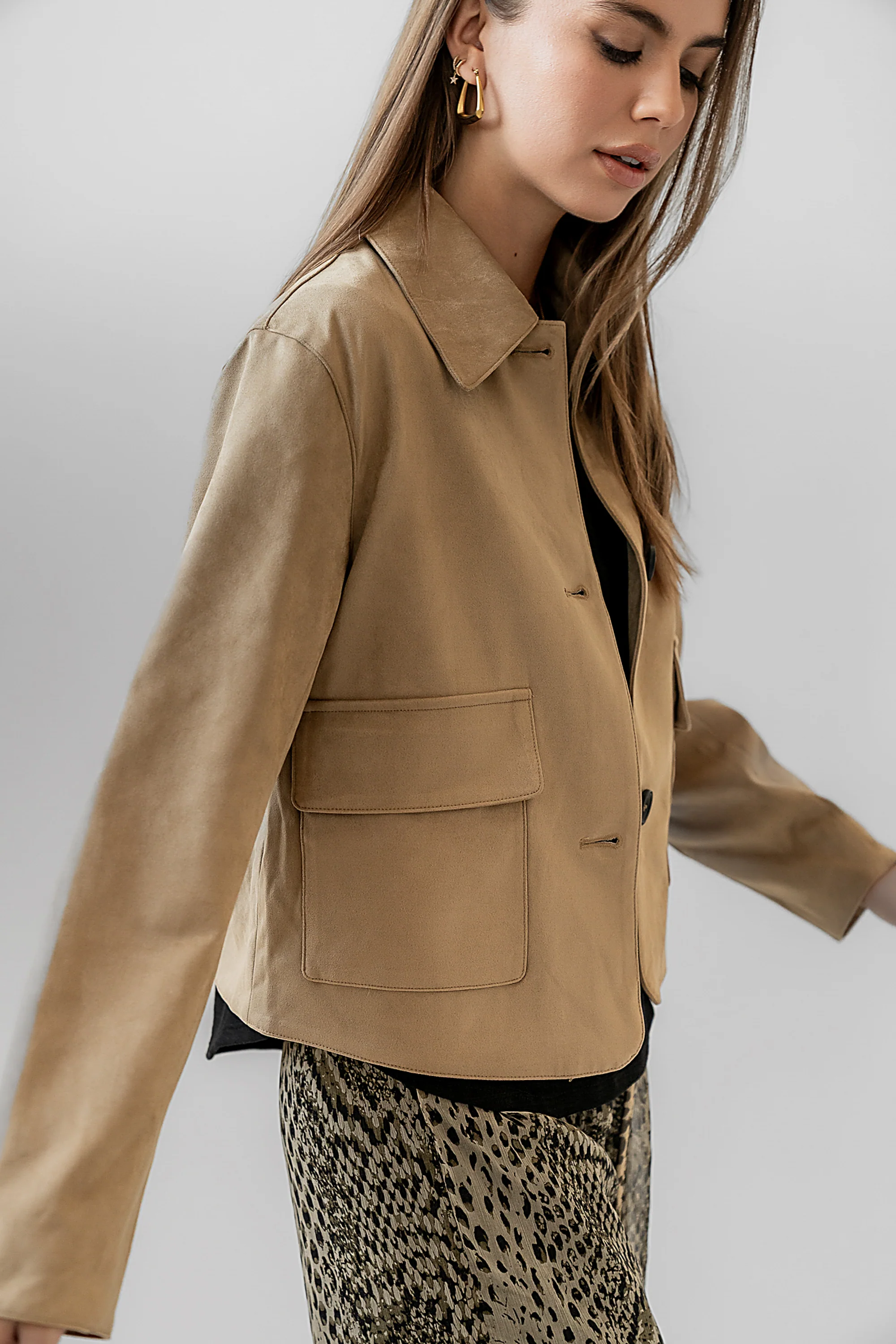 Aden Suede Jacket in Khaki - FINAL SALE - Image 10