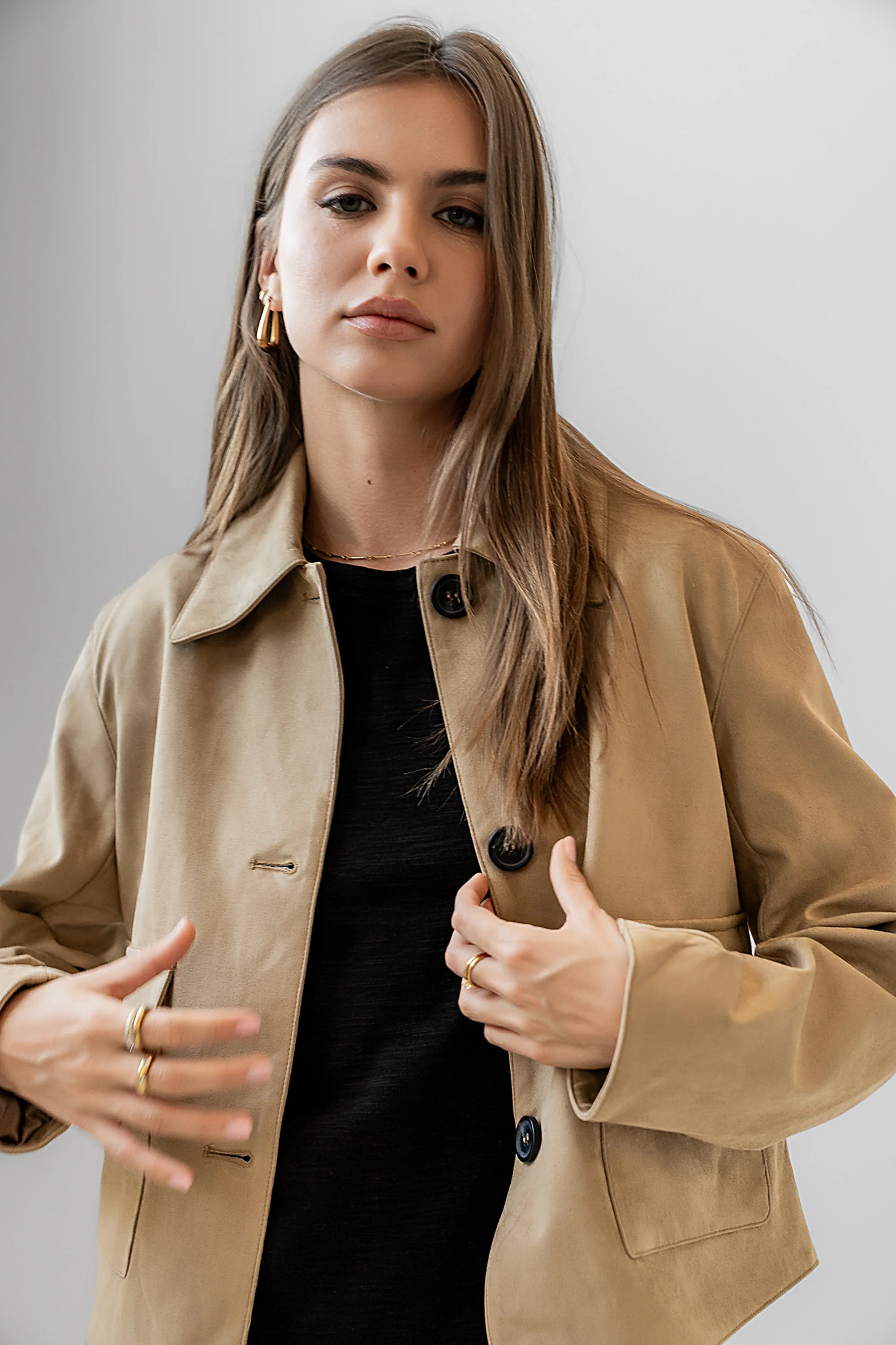 Aden Suede Jacket in Khaki - FINAL SALE - Image 11