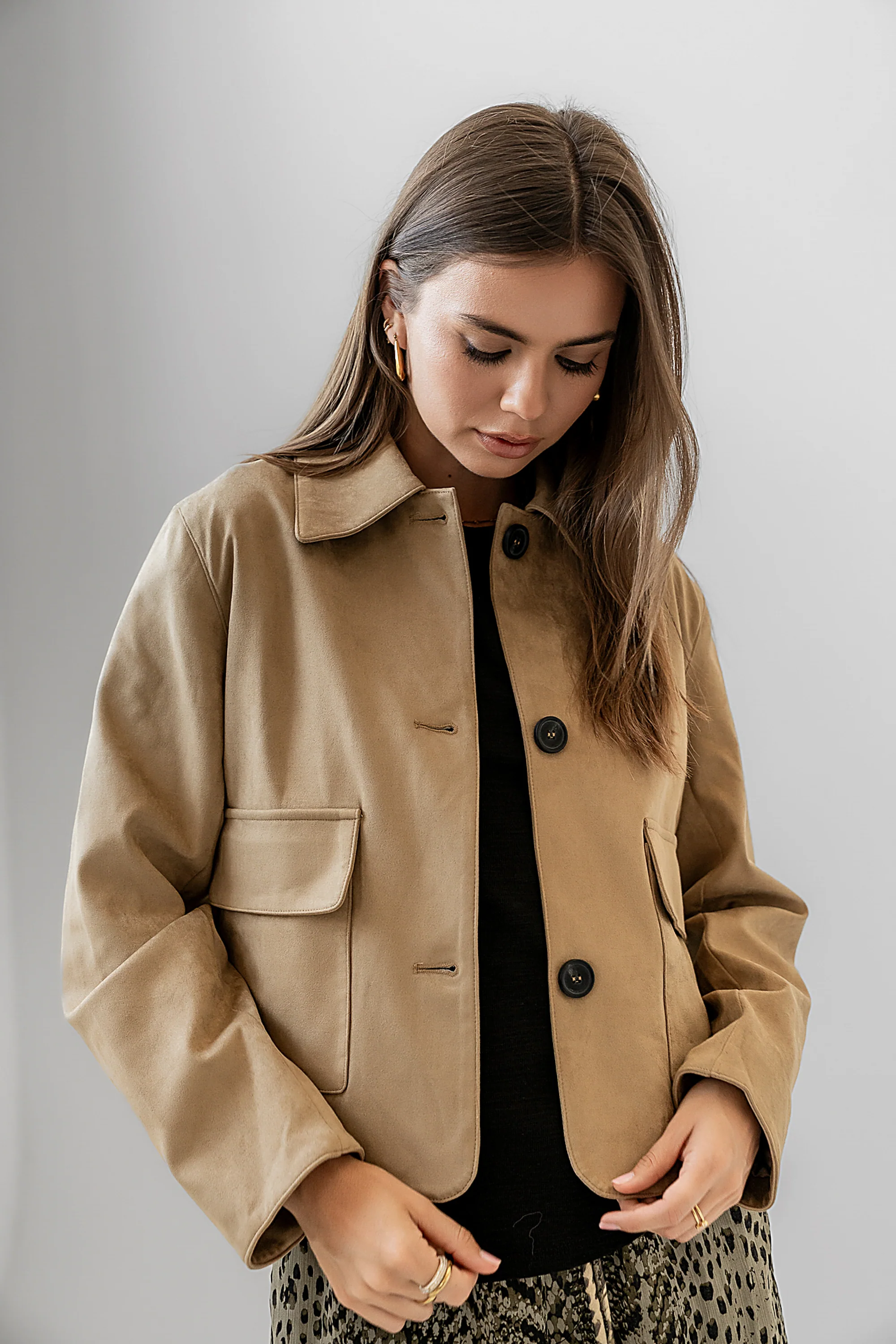 Aden Suede Jacket in Khaki - FINAL SALE - Image 5