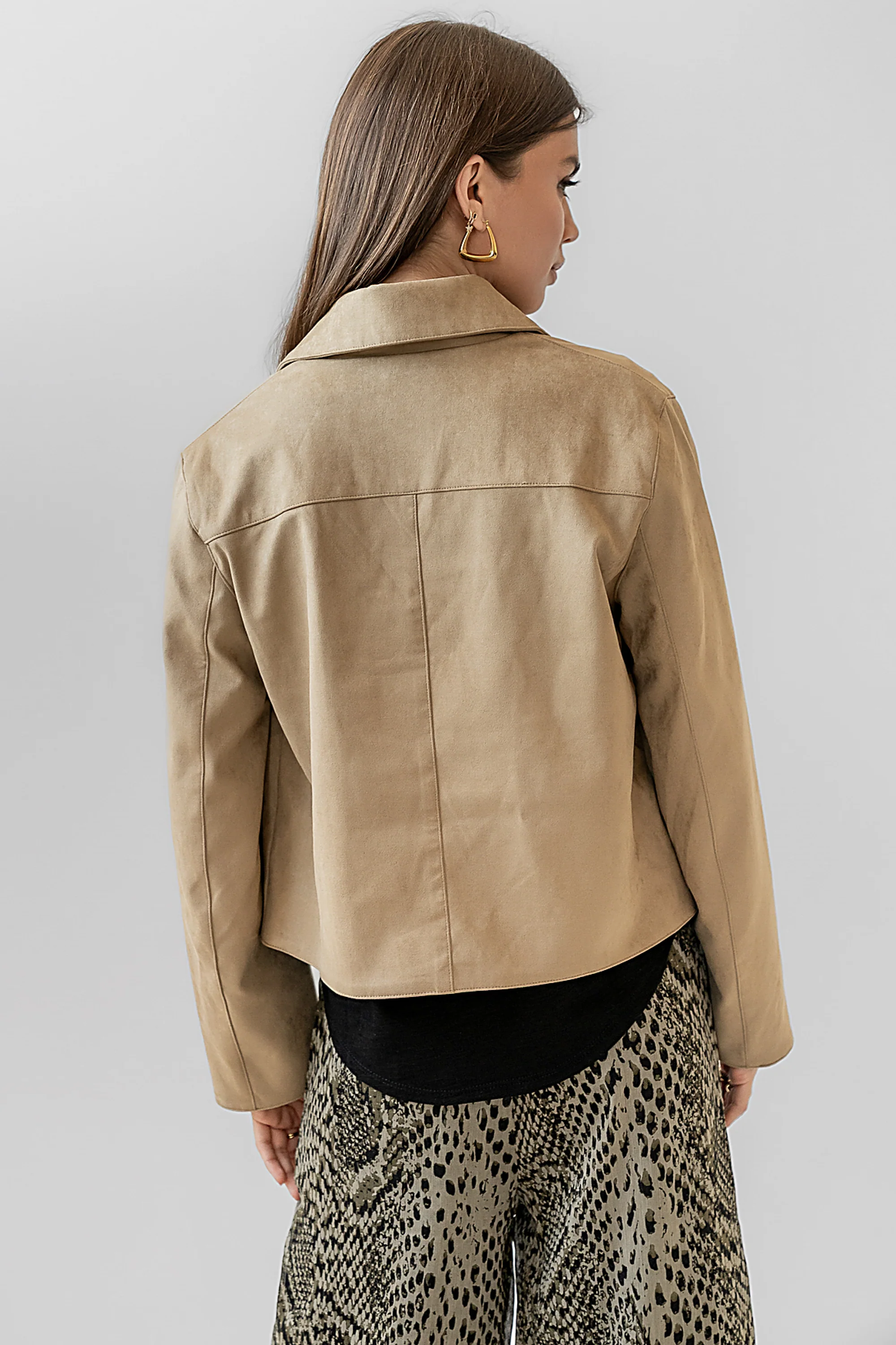 Aden Suede Jacket in Khaki - FINAL SALE - Image 6