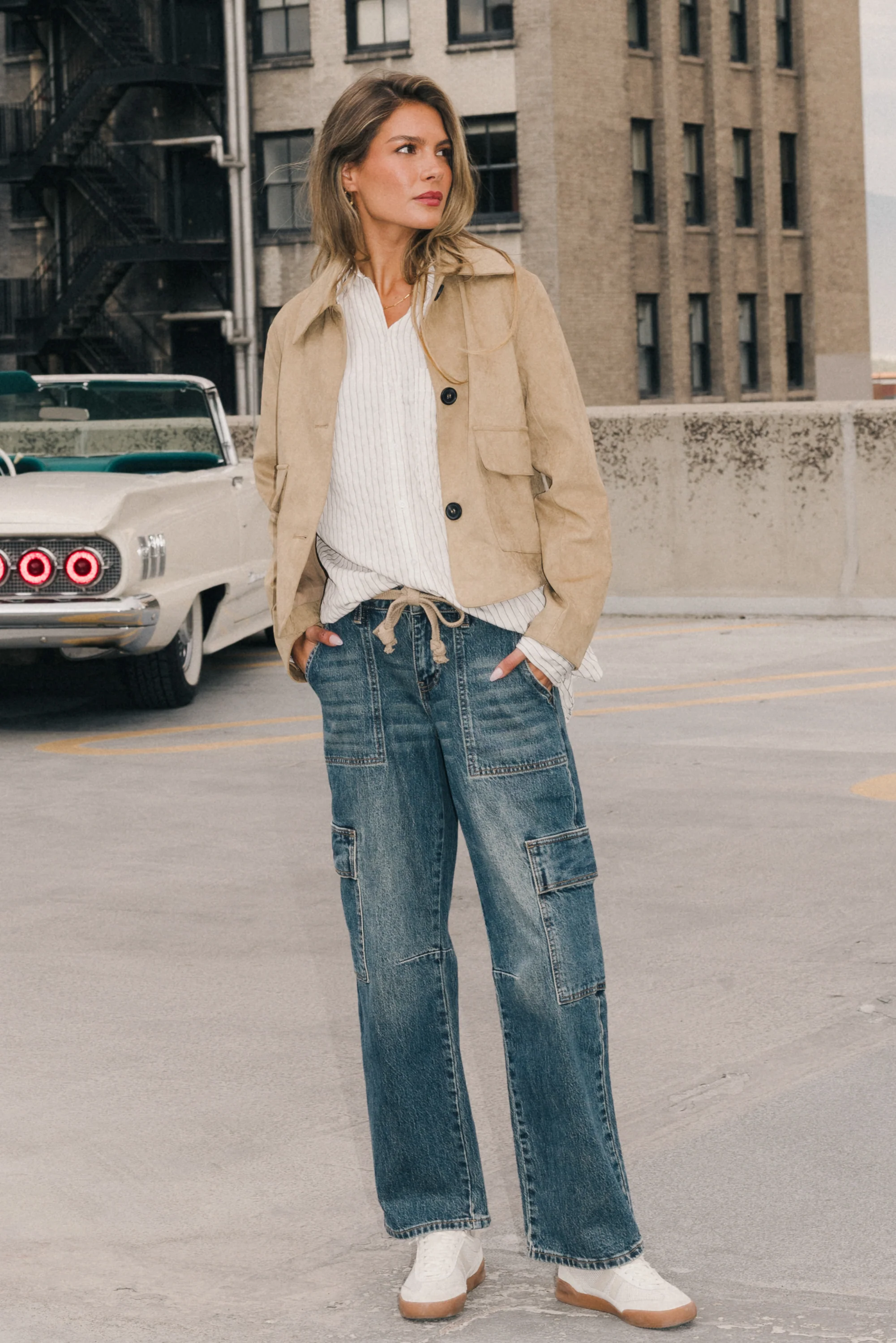 Aden Suede Jacket in Khaki - FINAL SALE - Image 8