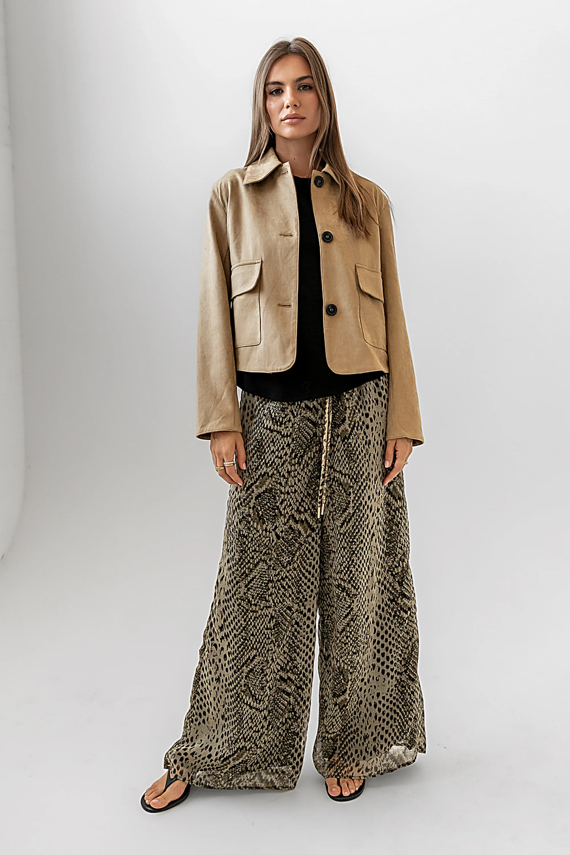 Aden Suede Jacket in Khaki - FINAL SALE - Image 9