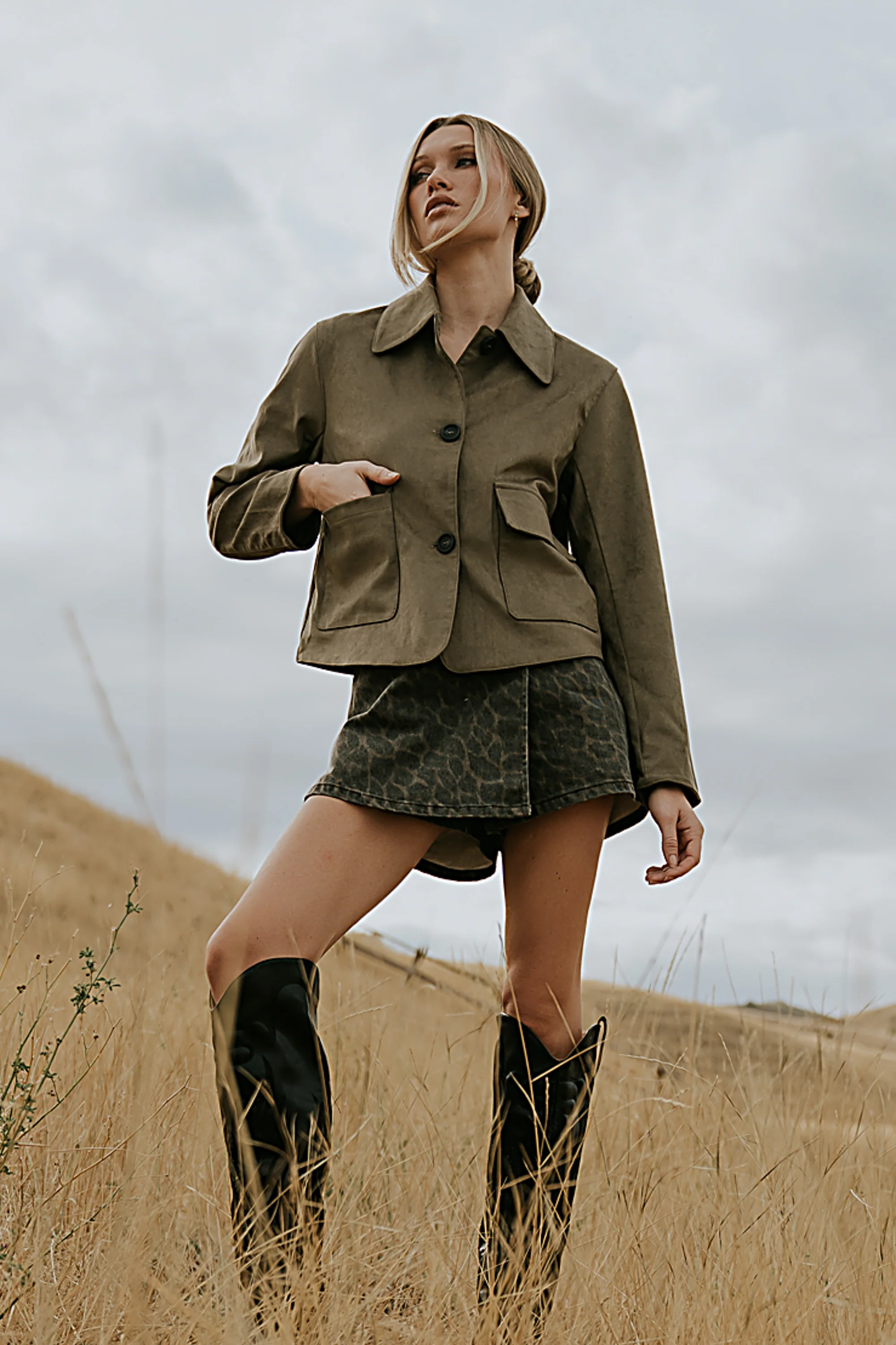 Aden Suede Jacket in Olive - FINAL SALE - Image 2