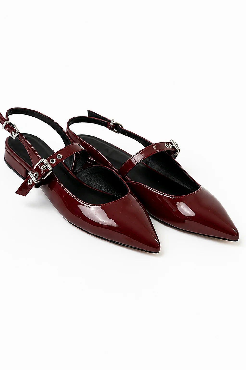 Aire Slingback Flats in Burgundy - FINAL SALE - Image 2