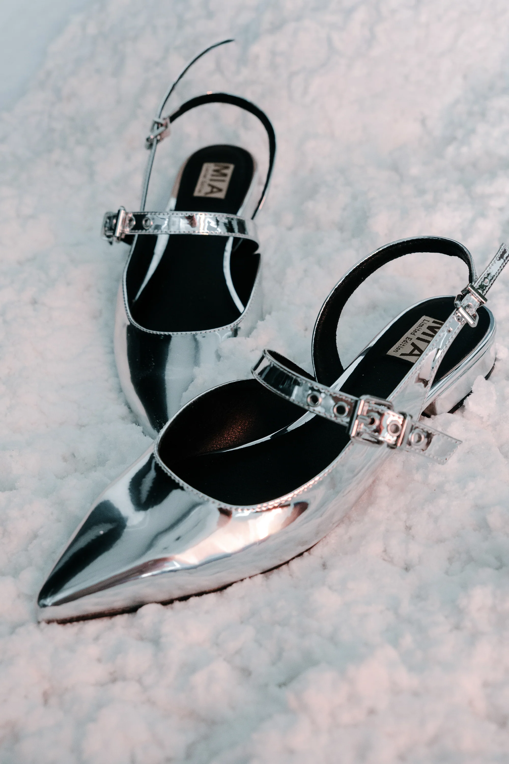 Aire Slingback Flats in Silver - Image 3