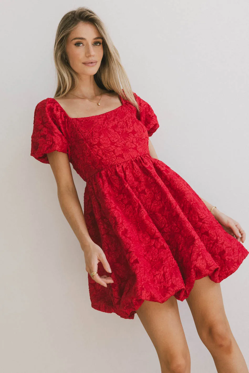 Aisling Bubble Mini Dress in Red - FINAL SALE - Image 4