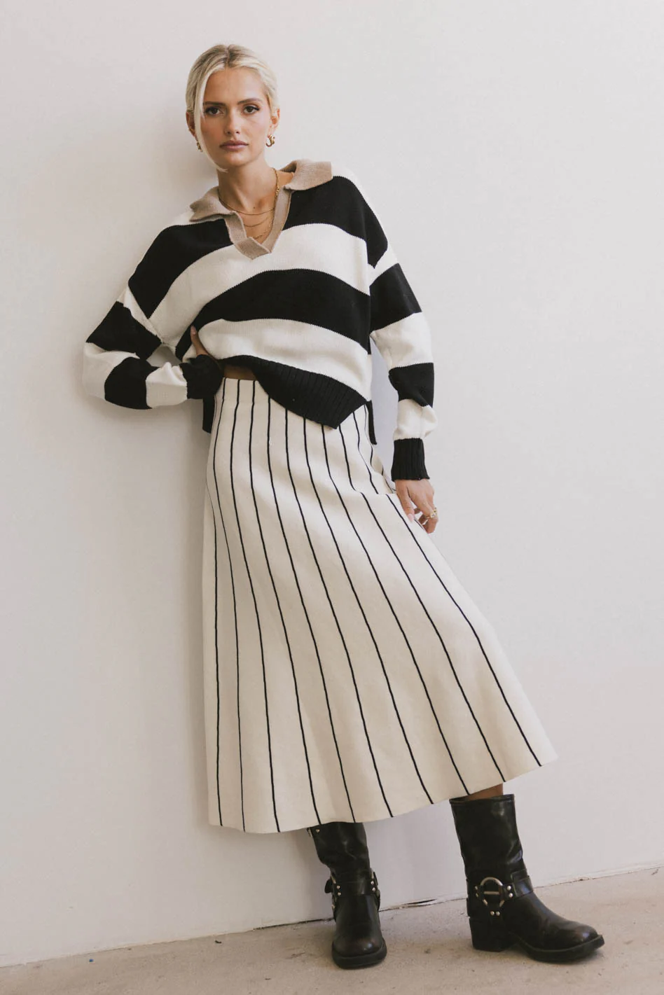 Akari Striped Sweater in Ivory - FINAL SALE - Image 3