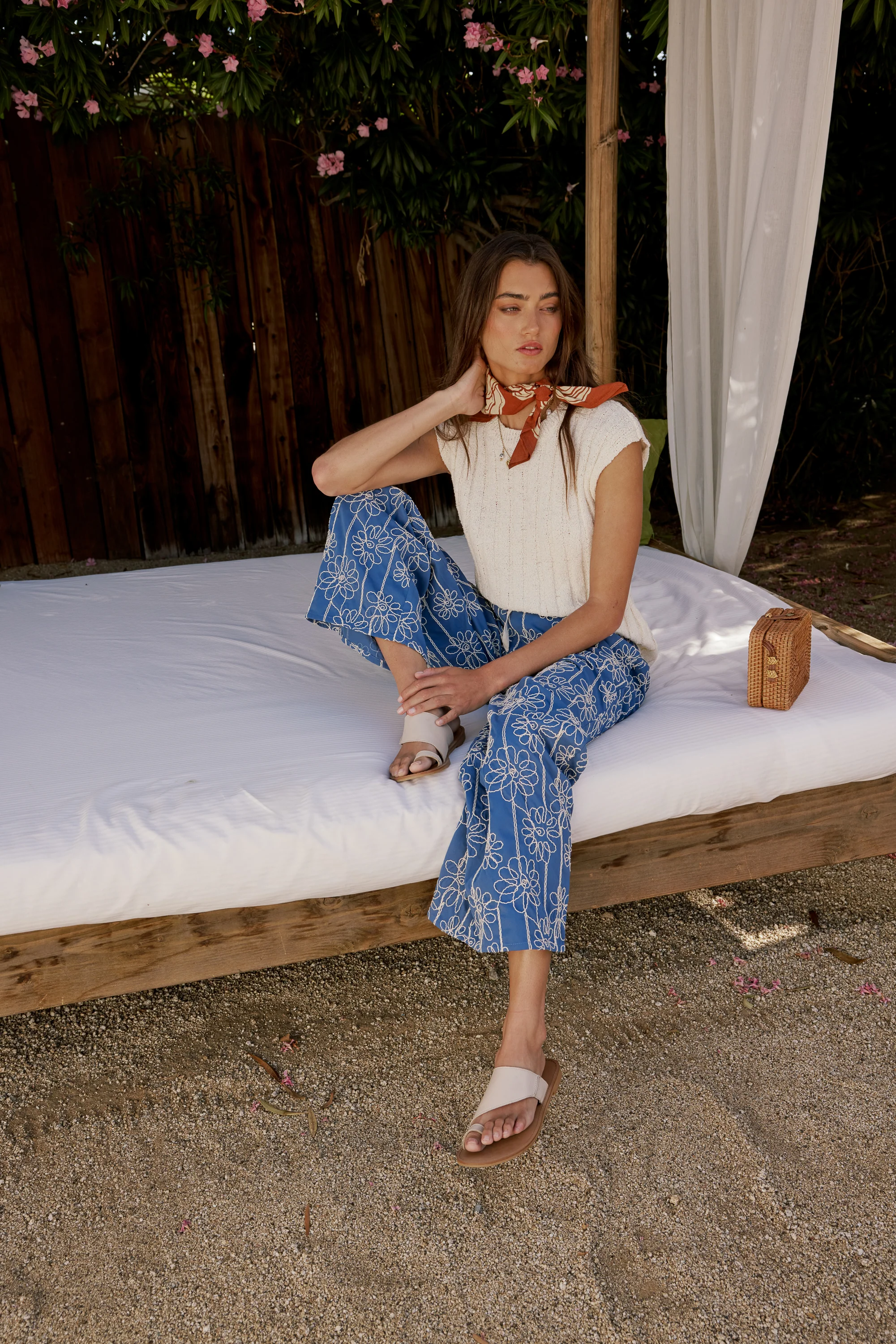 Alanna Embroidered Pants in Blue - FINAL SALE - Image 4