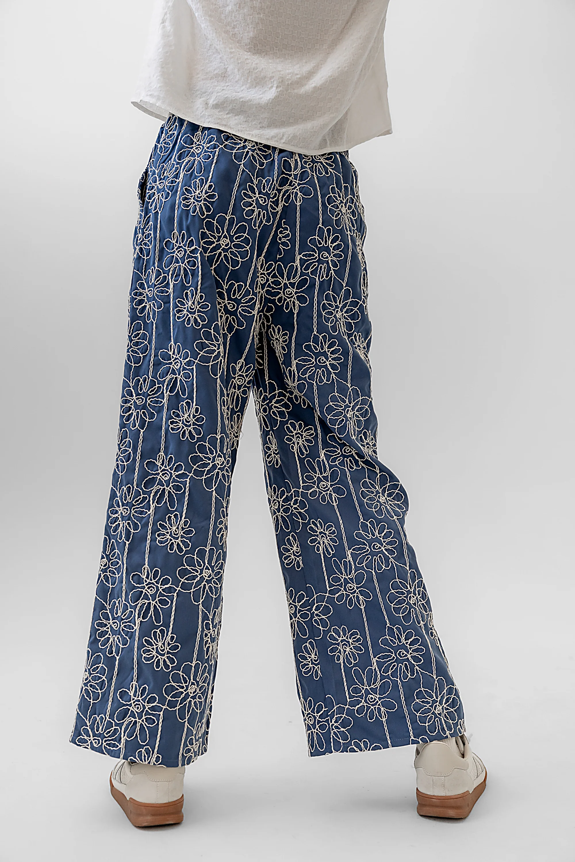 Alanna Embroidered Pants in Blue - FINAL SALE - Image 6