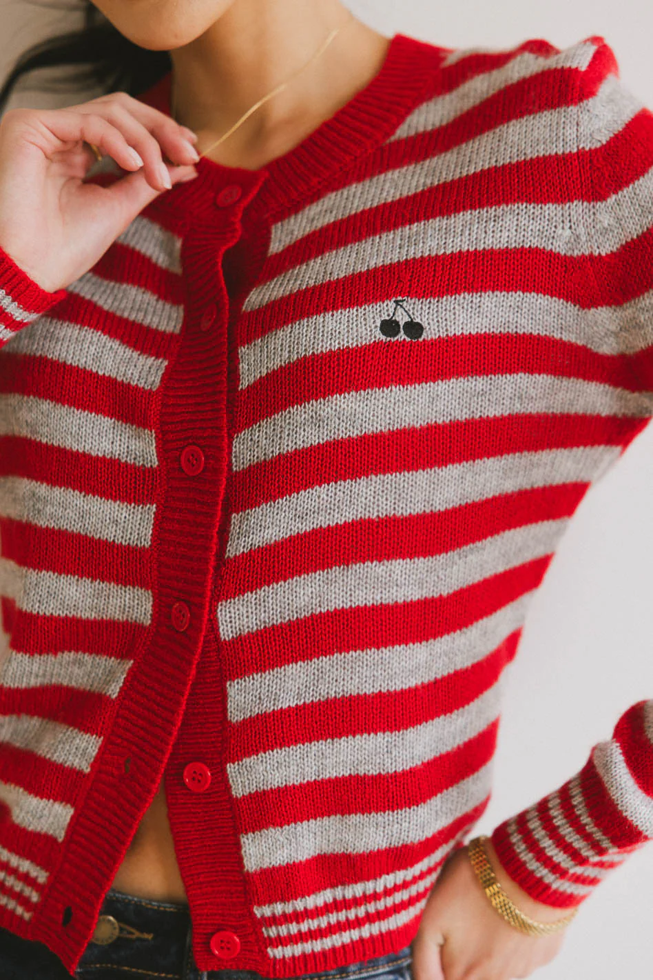Albia Cherry Striped Cardigan - FINAL SALE - Image 2