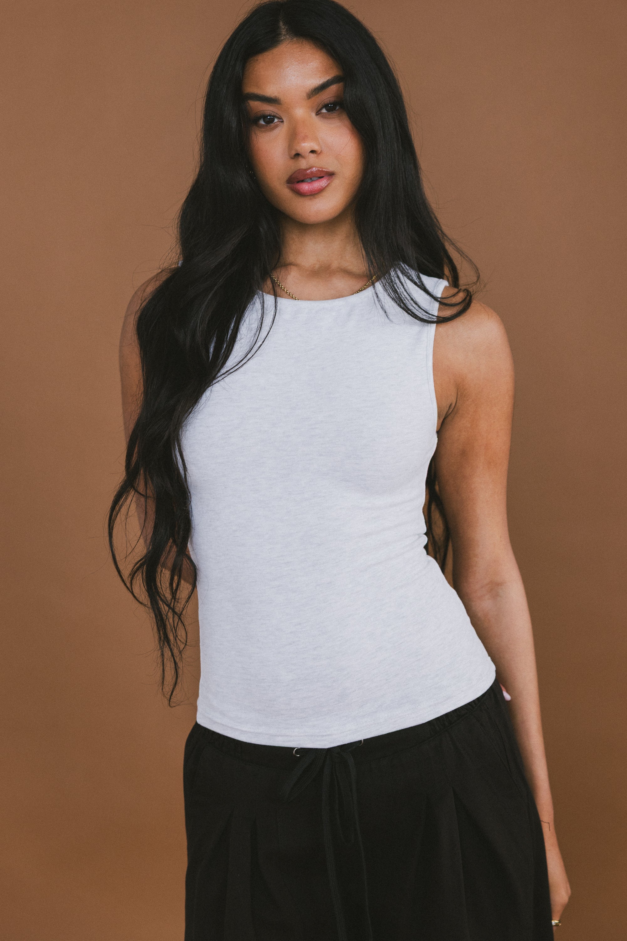 Alder Fitted Tank in Grey - Image 6