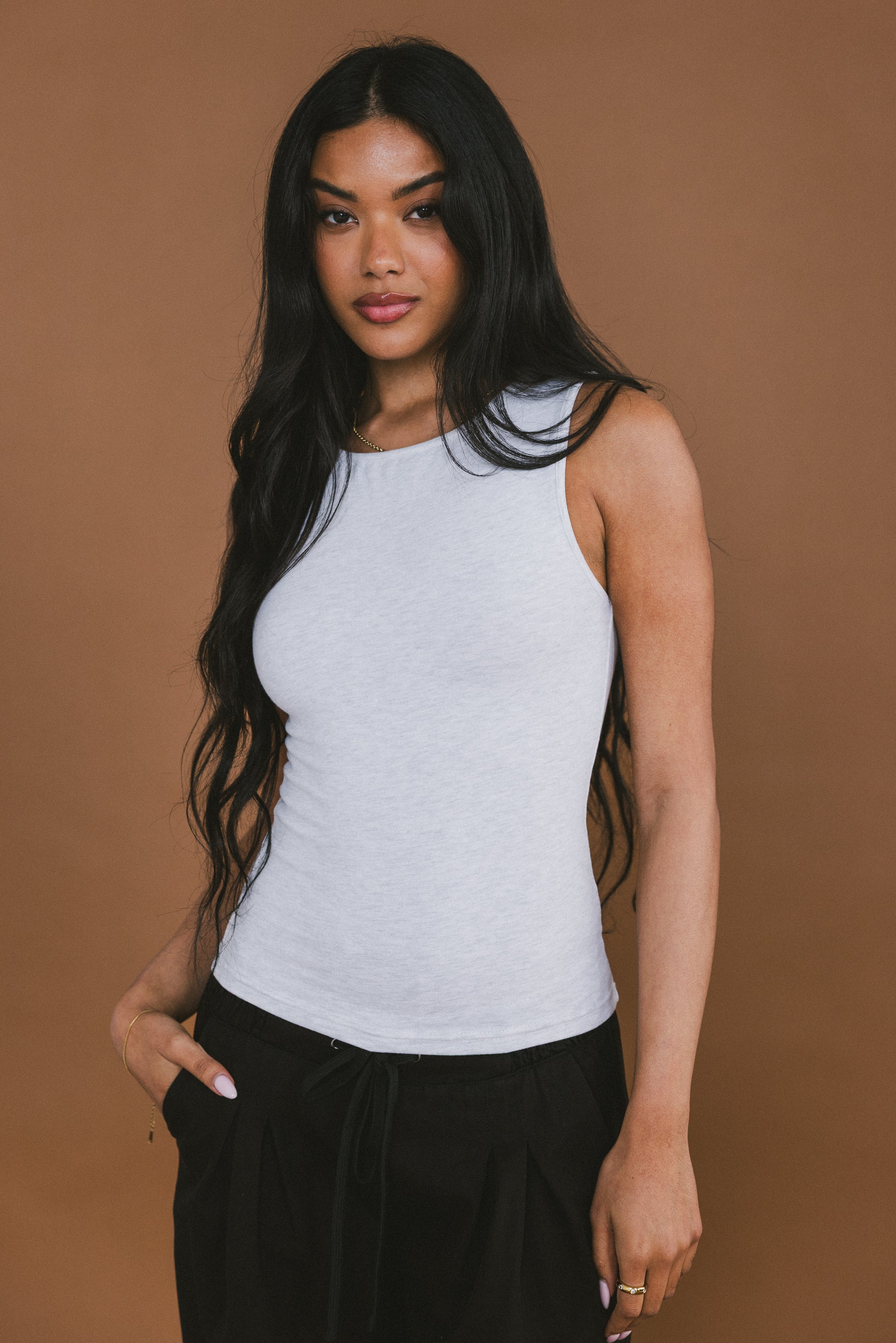 Alder Fitted Tank in Grey - Image 9