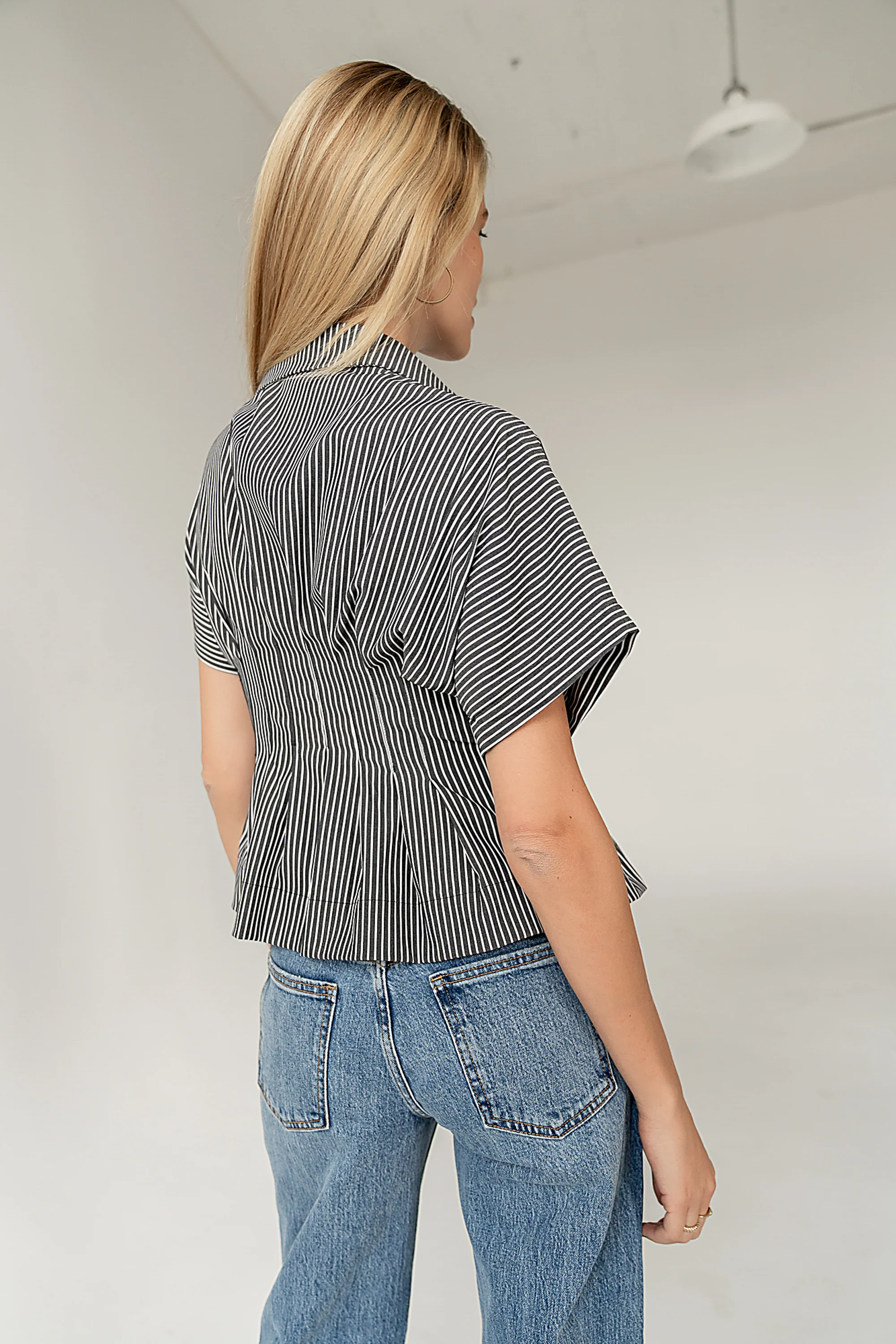 Alec Striped Blouse in Grey - FINAL SALE - Image 3