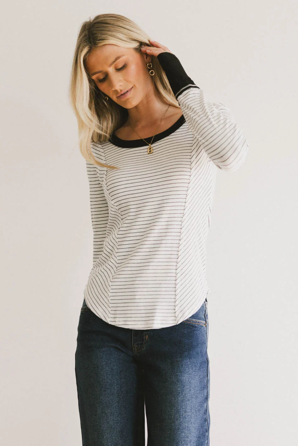 Alexandra Striped Top in White - FINAL SALE - Image 2