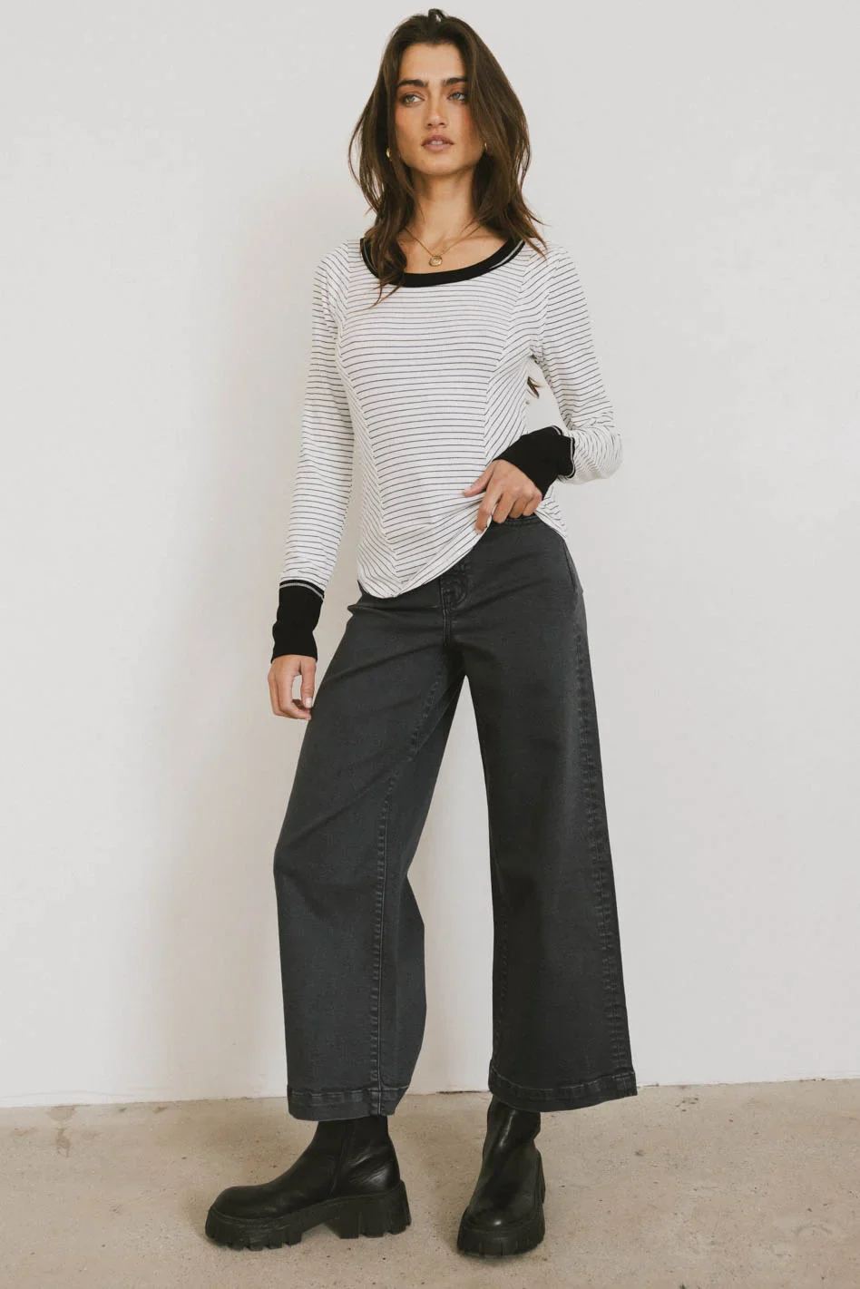Alexandra Striped Top in White - FINAL SALE - Image 4