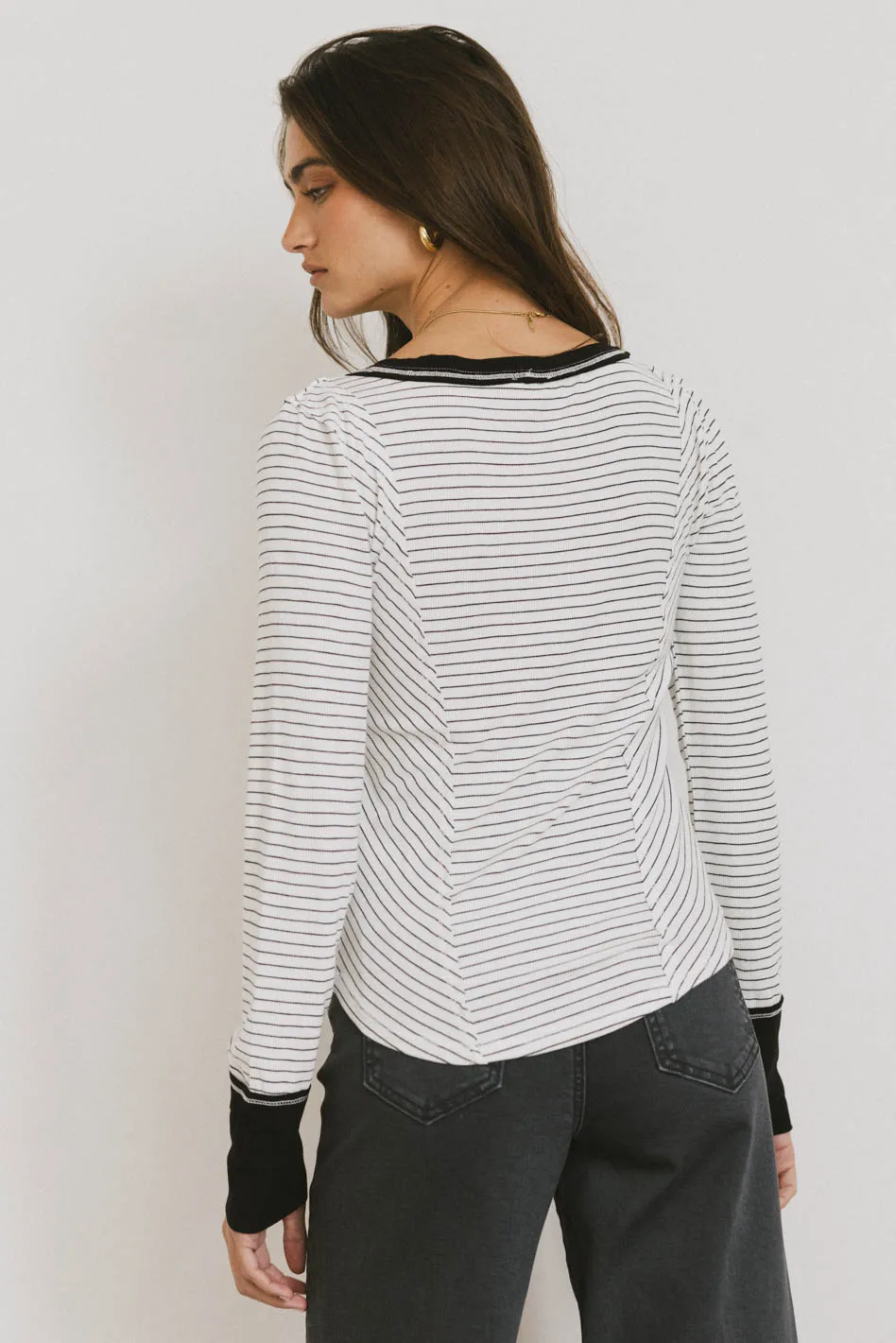 Alexandra Striped Top in White - FINAL SALE - Image 5