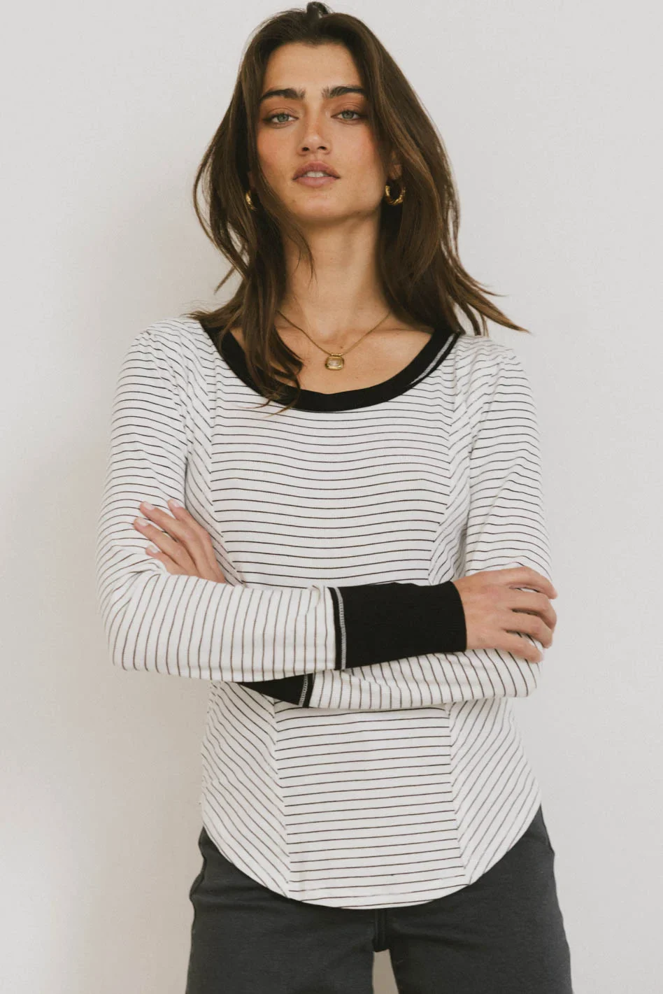 Alexandra Striped Top in White - FINAL SALE - Image 6