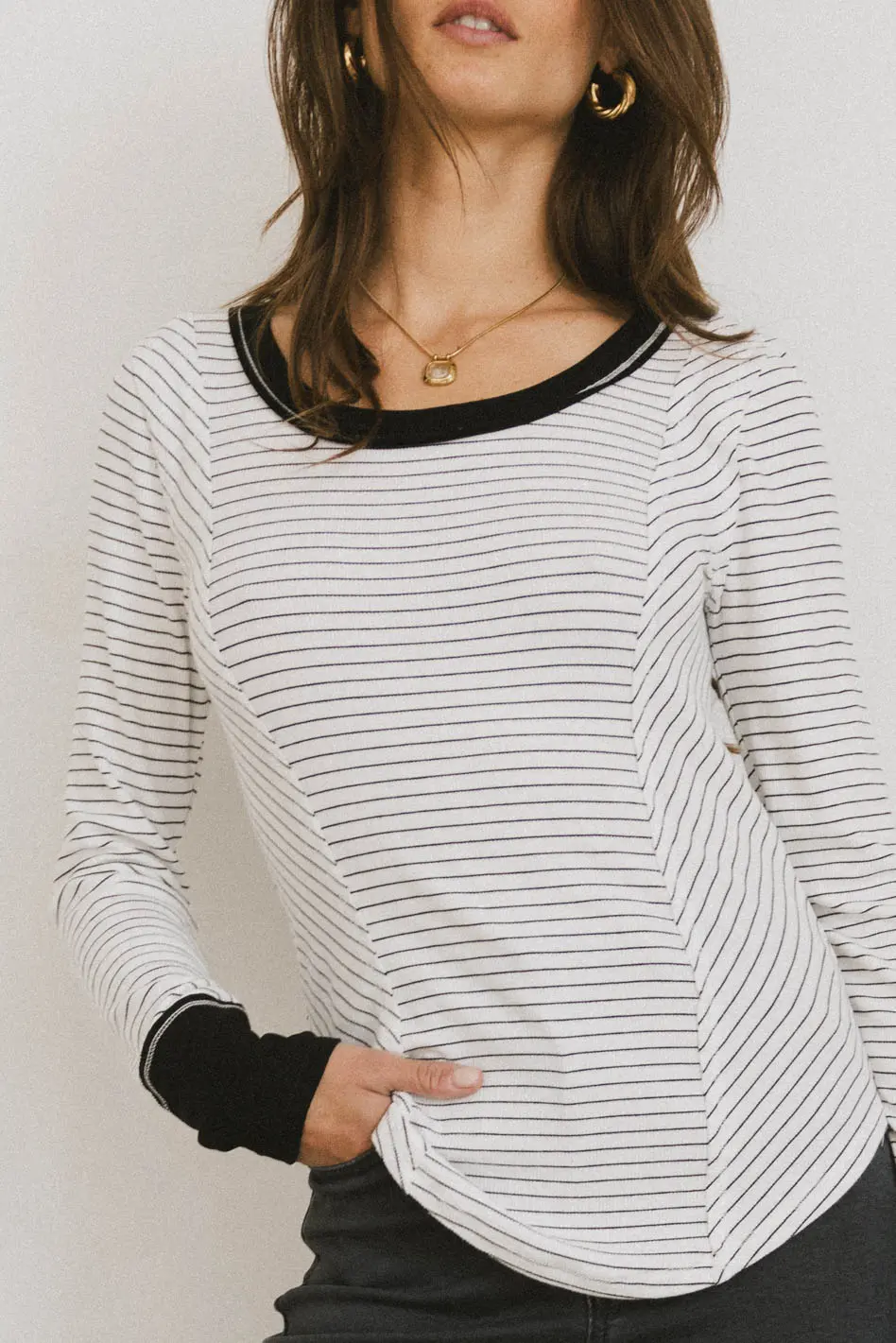 Alexandra Striped Top in White - FINAL SALE - Image 7