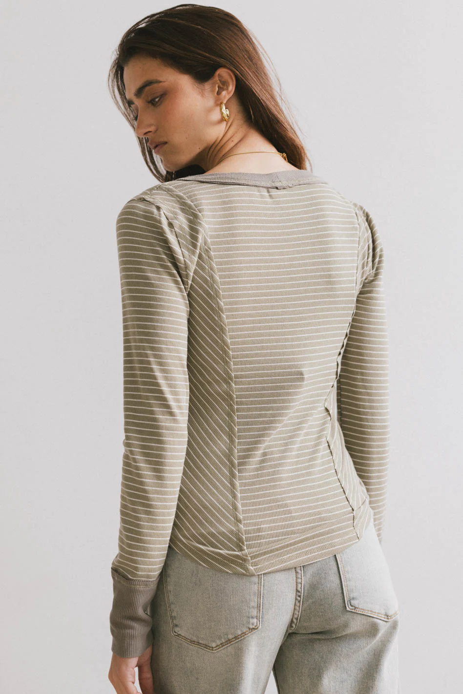 Alexandra Striped Top in Olive - FINAL SALE - Image 2