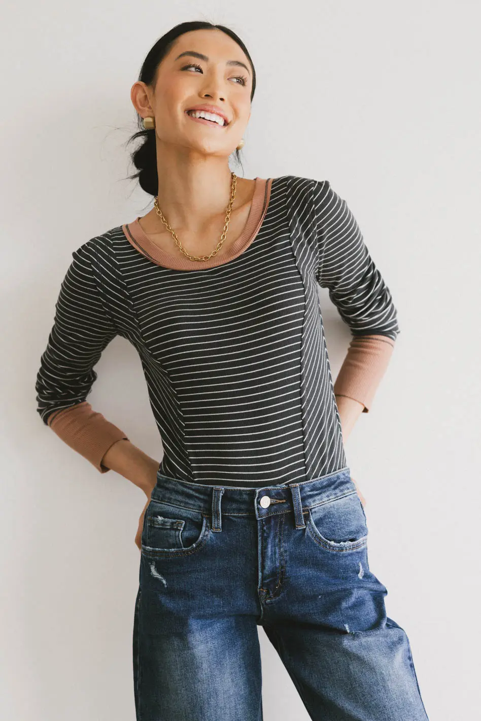 Alexandra Striped Top in Slate - FINAL SALE - Image 3