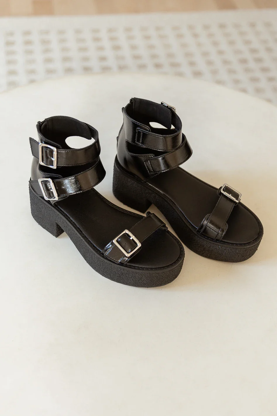 Alexia Platform Sandals in Black - FINAL SALE - Image 4