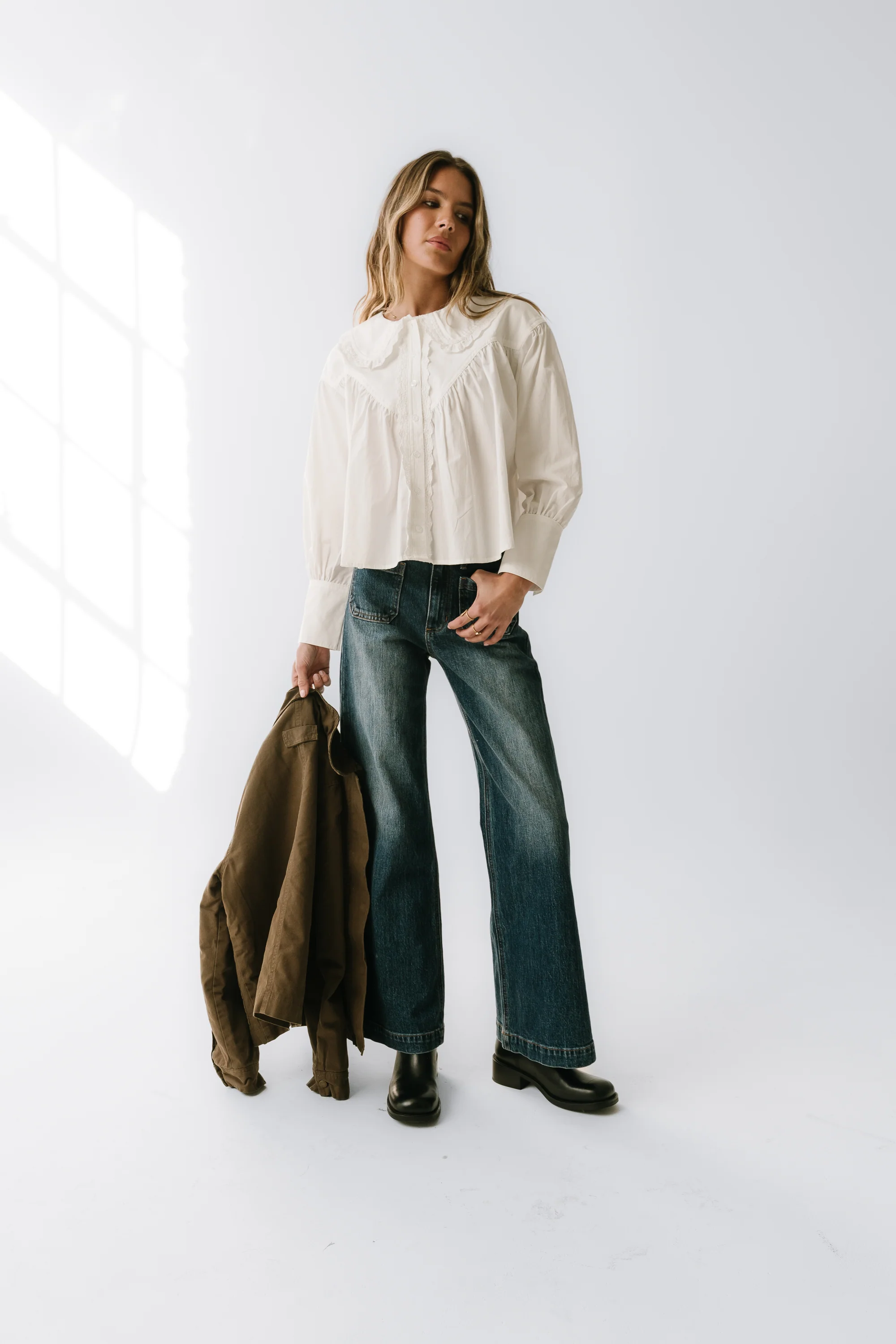 Alexia Wide Leg Jeans in Dark Wash - Image 5