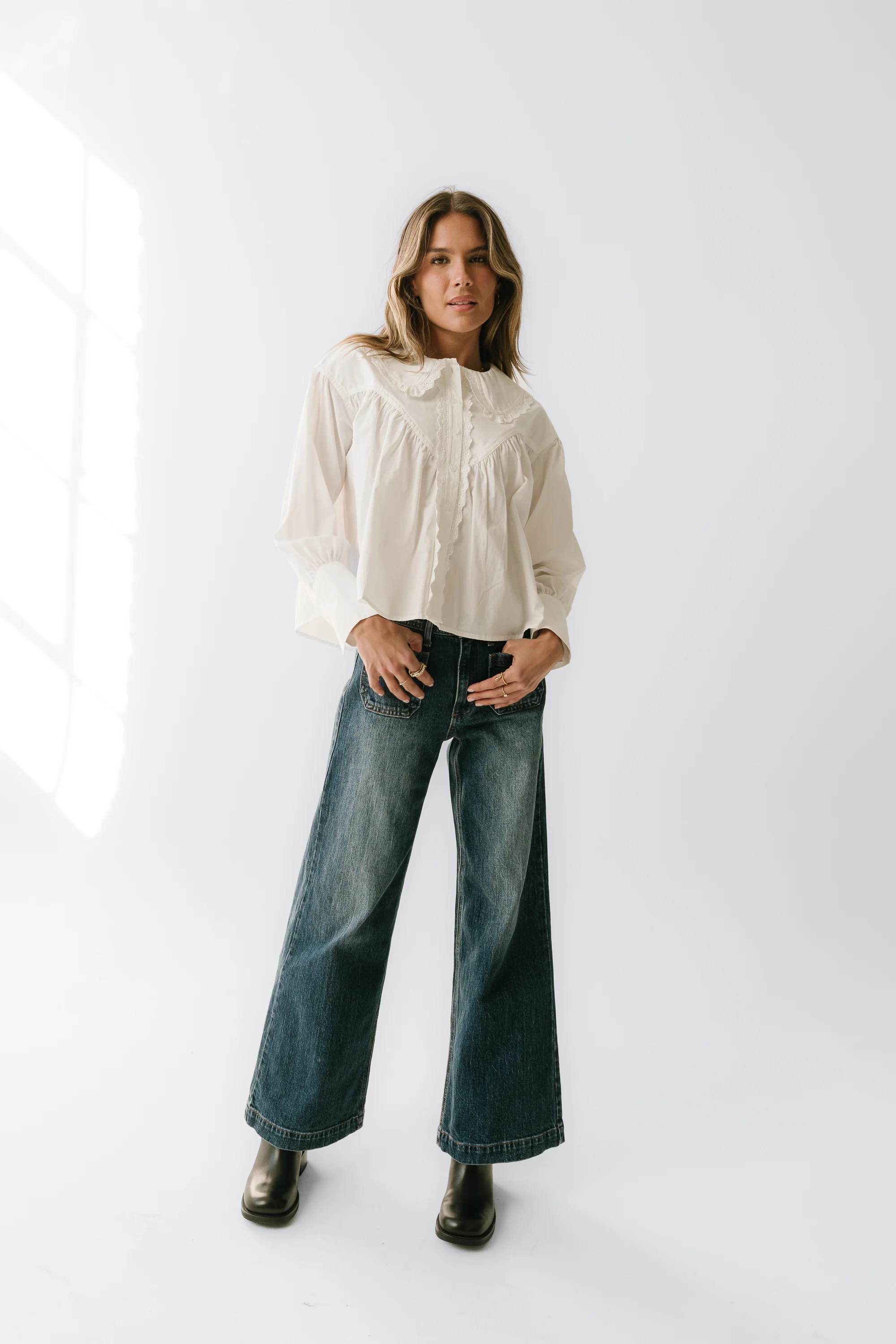 Alexia Wide Leg Jeans in Dark Wash - Image 7