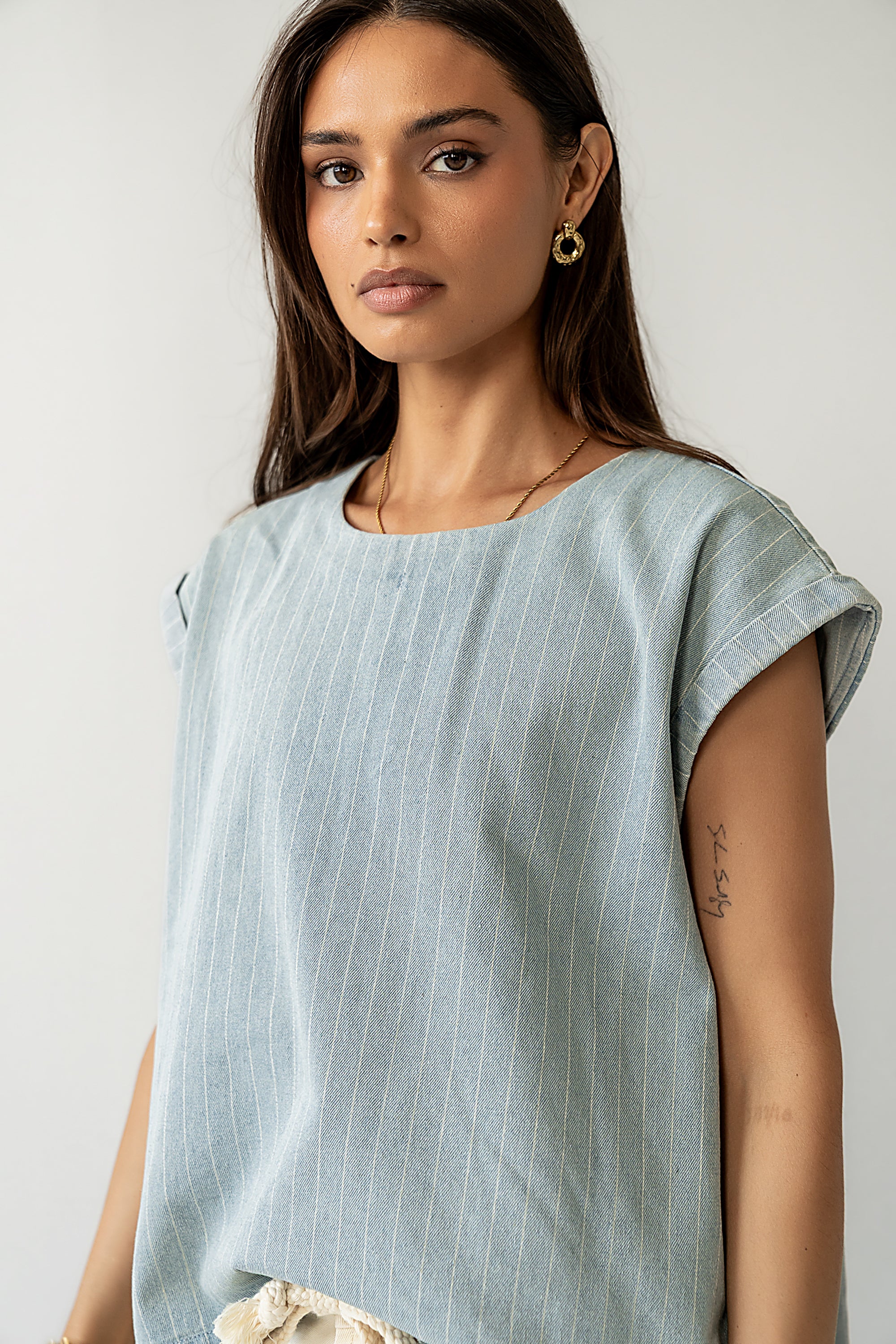 Alisson Striped Denim Blouse - Image 10