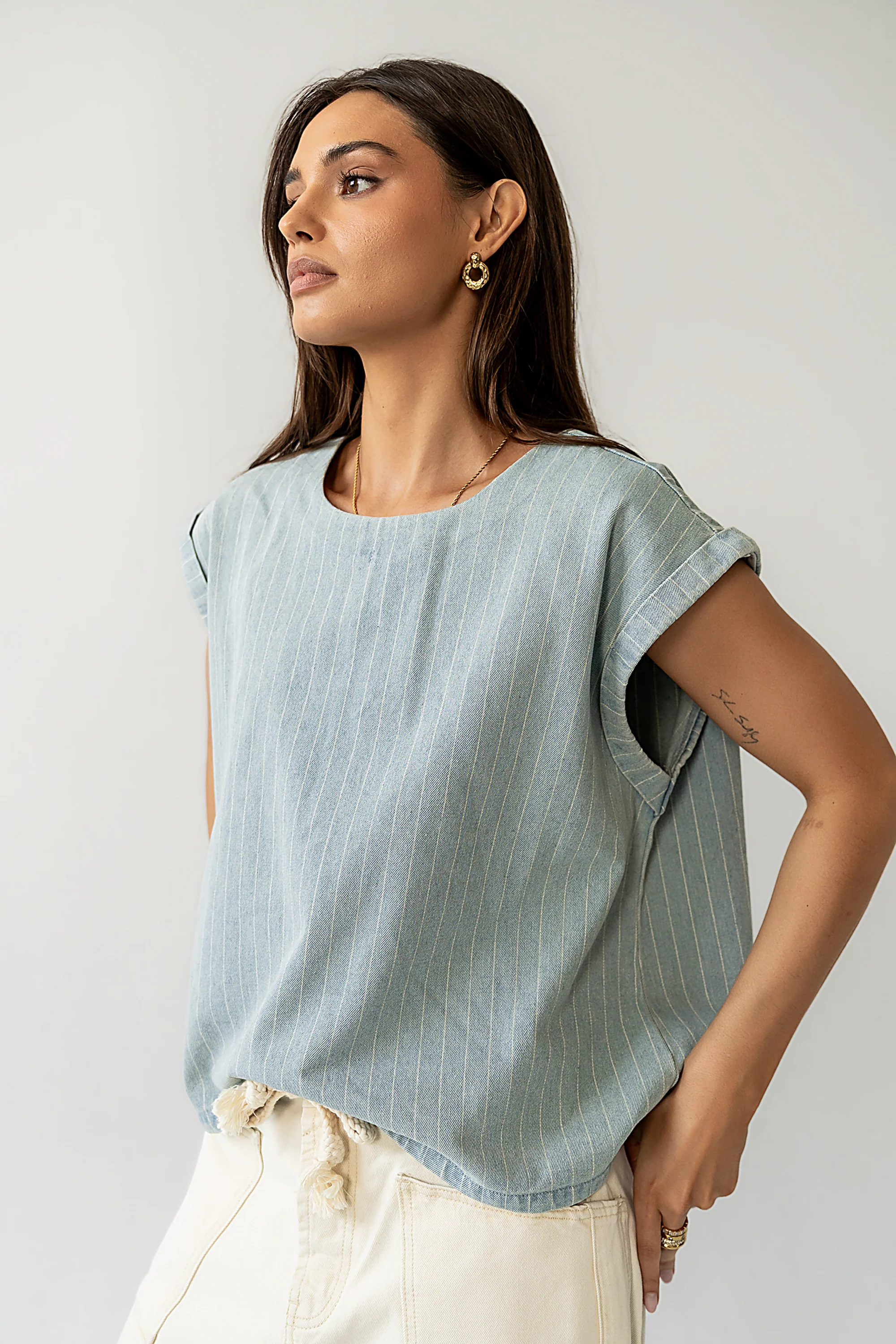 Alisson Striped Denim Blouse - Image 3