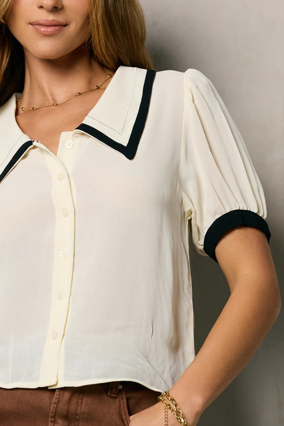 Allison Contrast Button Up - FINAL SALE - Image 2