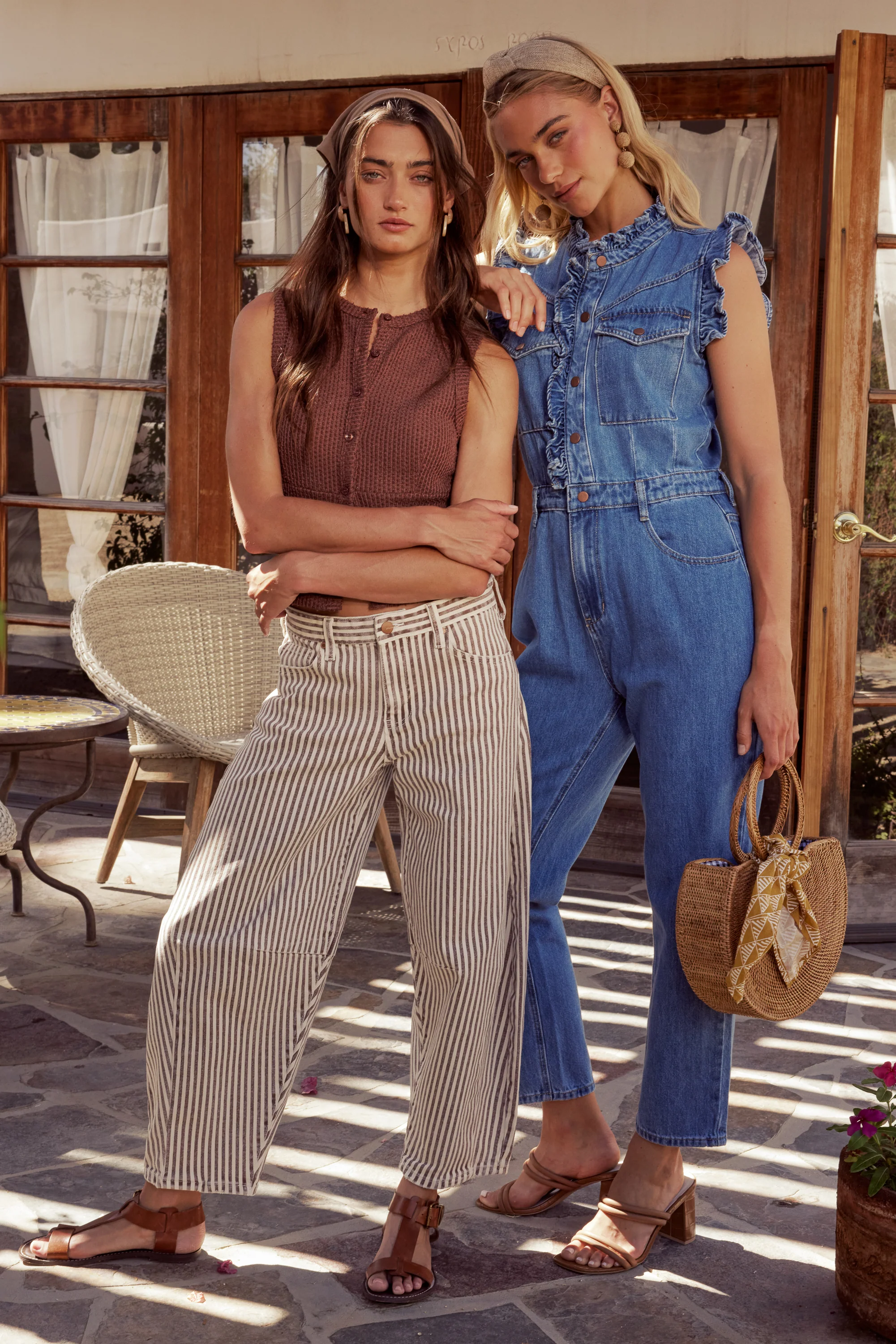 Allison Striped Barrel Jeans in Brown - FINAL SALE - Image 2