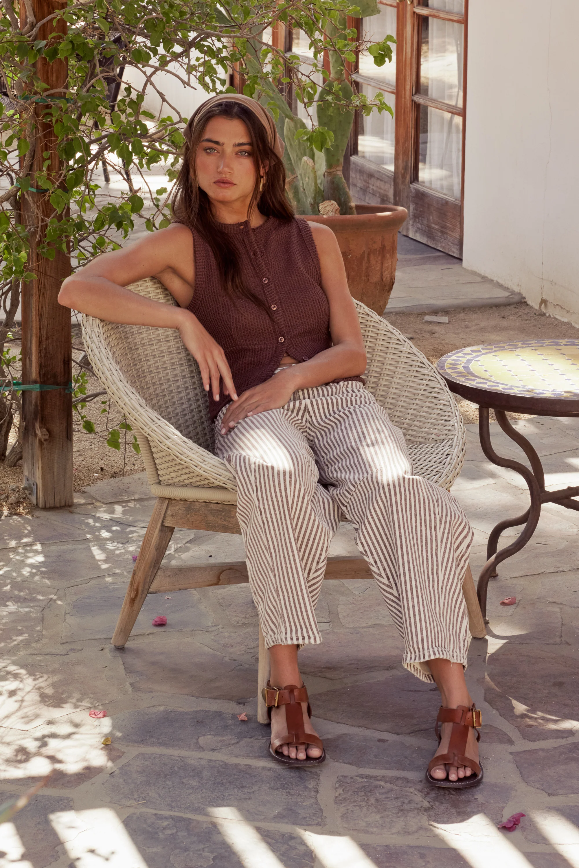 Allison Striped Barrel Jeans in Brown - FINAL SALE - Image 3