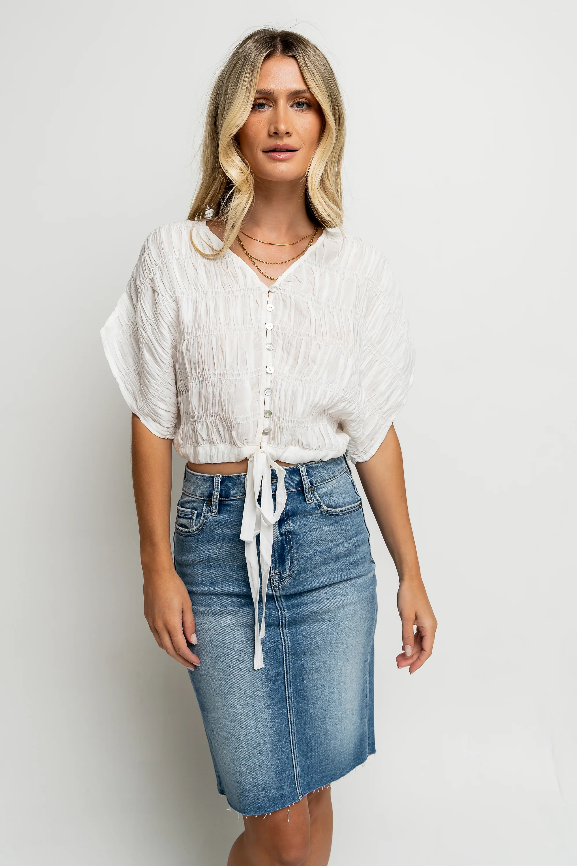 Alma Smocked Blouse in White - FINAL SALE - Image 2