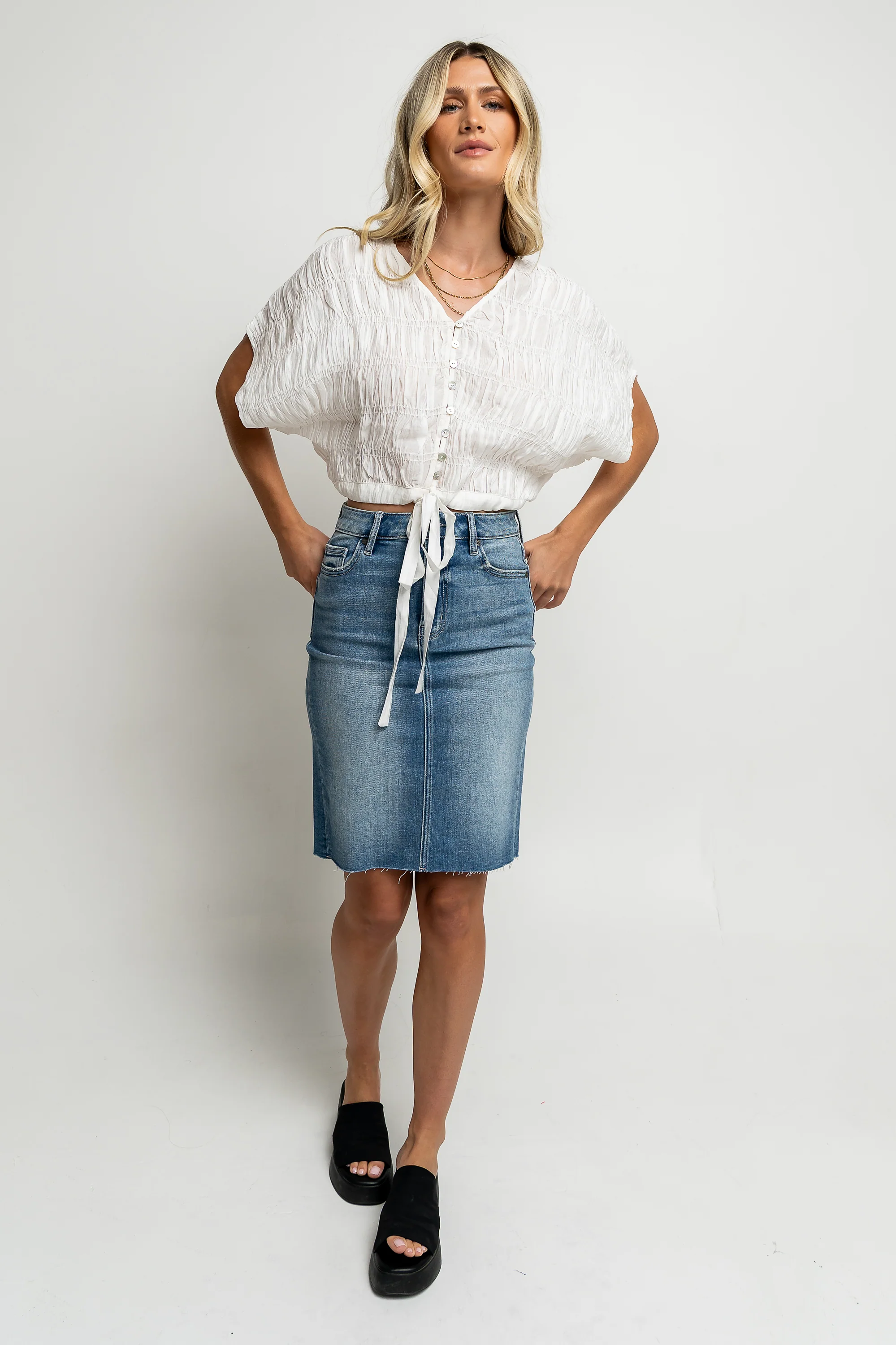 Alma Smocked Blouse in White - FINAL SALE - Image 3