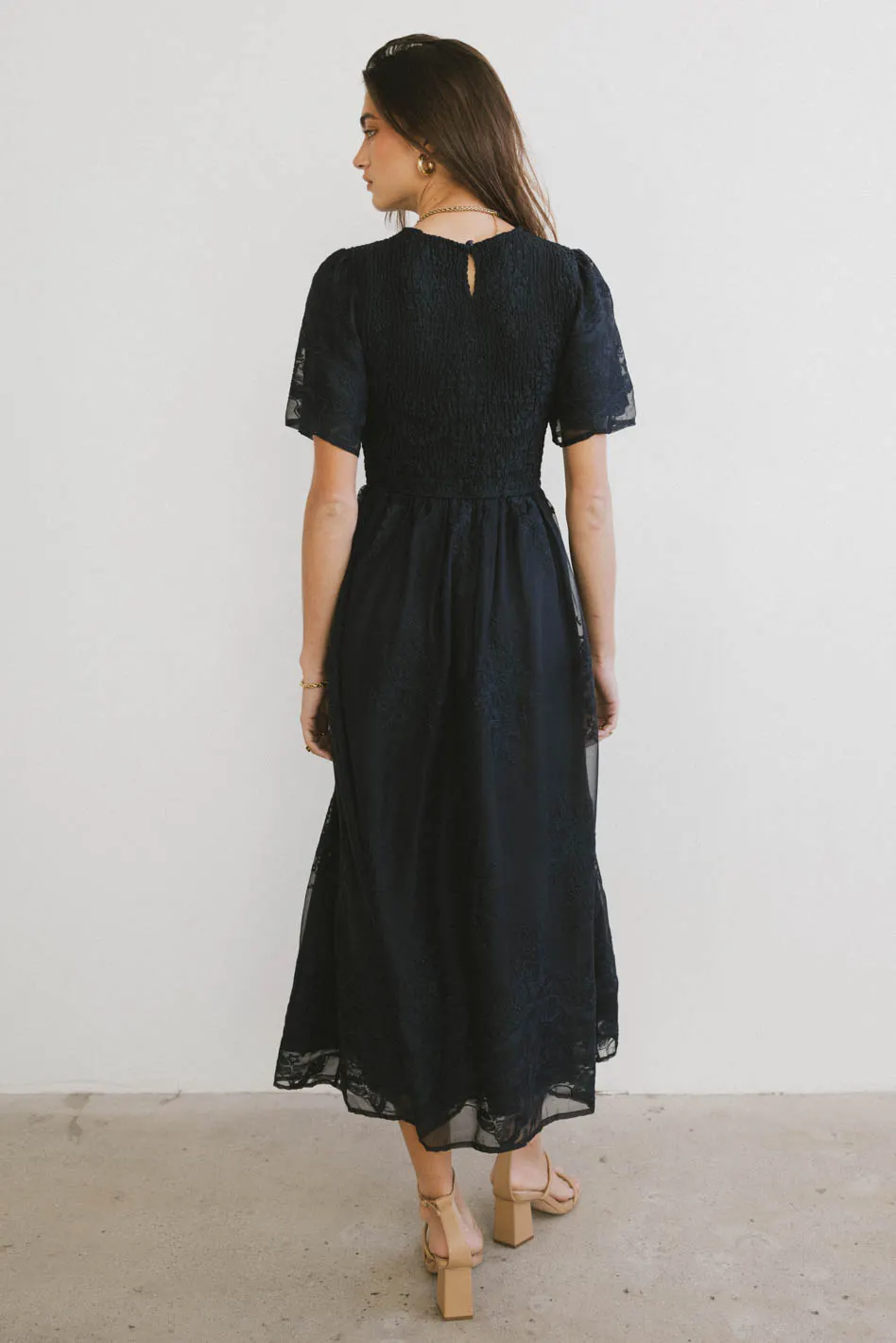 Alora Embroidered Dress in Navy - FINAL SALE - Image 5