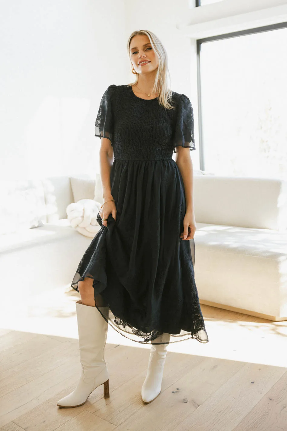 Alora Embroidered Dress in Navy - FINAL SALE - Image 6